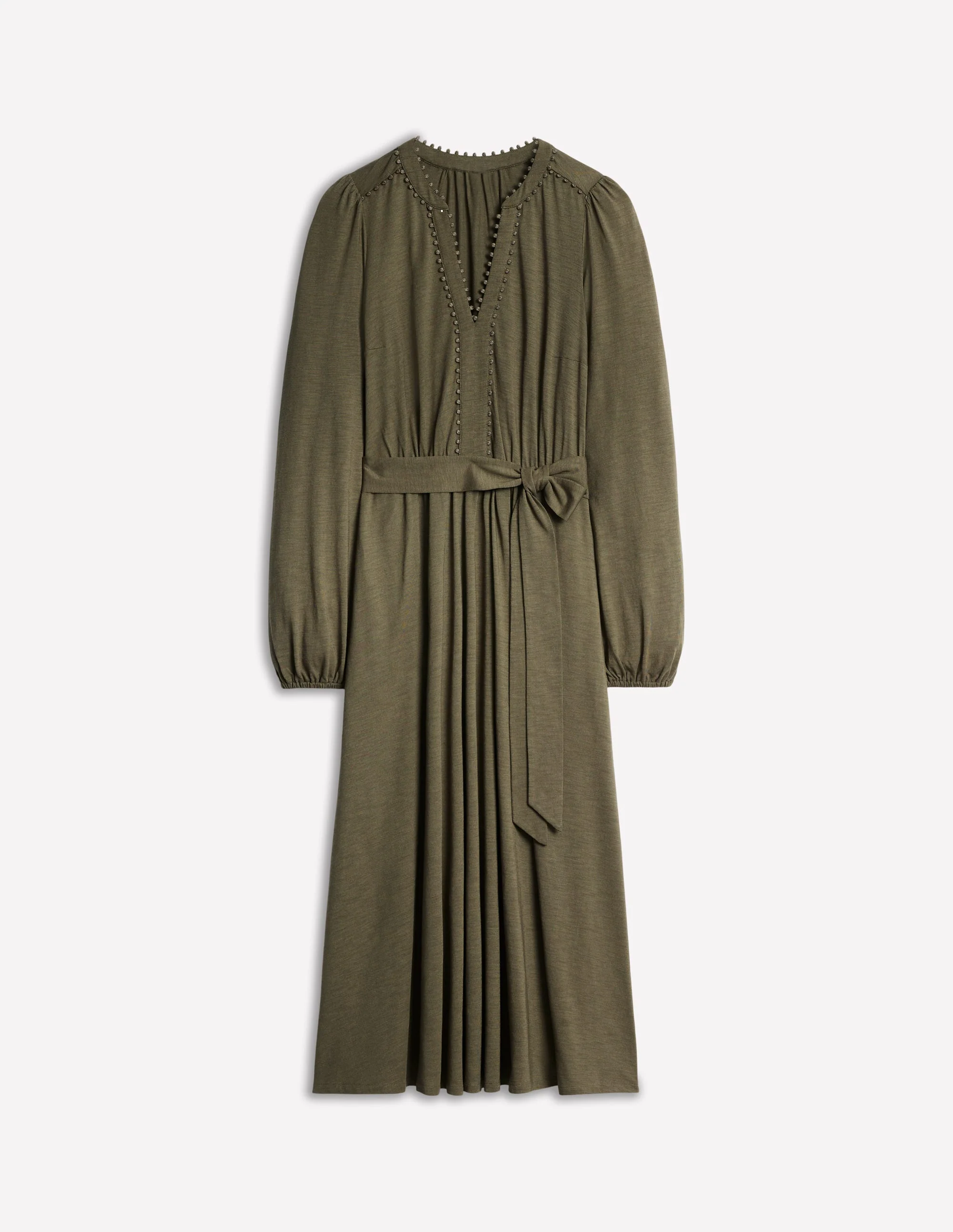 Maeve Trim Jersey Midi Dress-Classic Khaki - Image 5