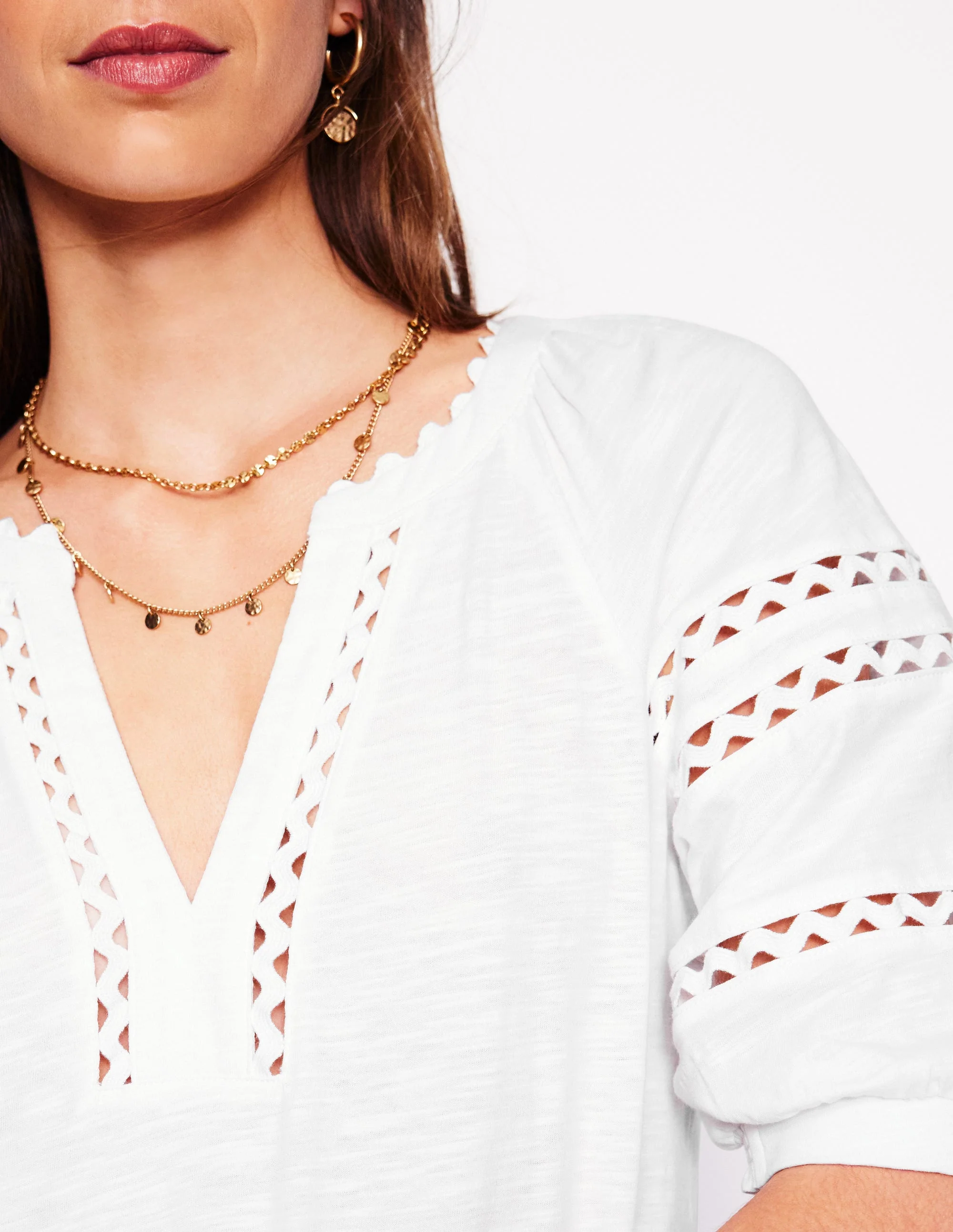 Maisy Rikrak Trim Top-White - Image 3