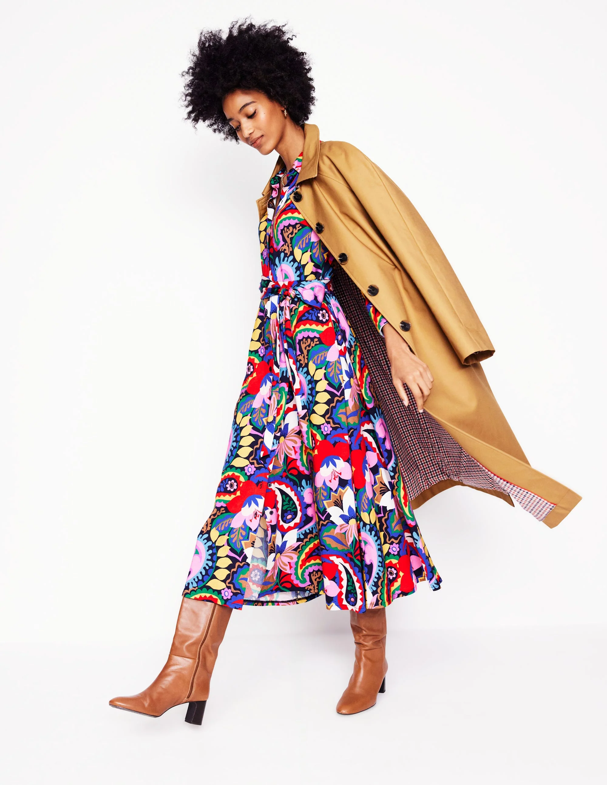 Marcia Jersey Shirt Dress-Multi, Botanical Paisley - Image 5
