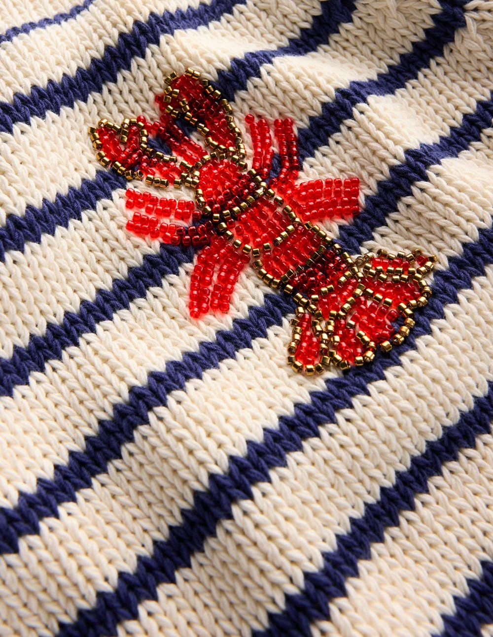 Margot Puff Sleeve T-Shirt-Ivory/ Navy Lobster - Image 8
