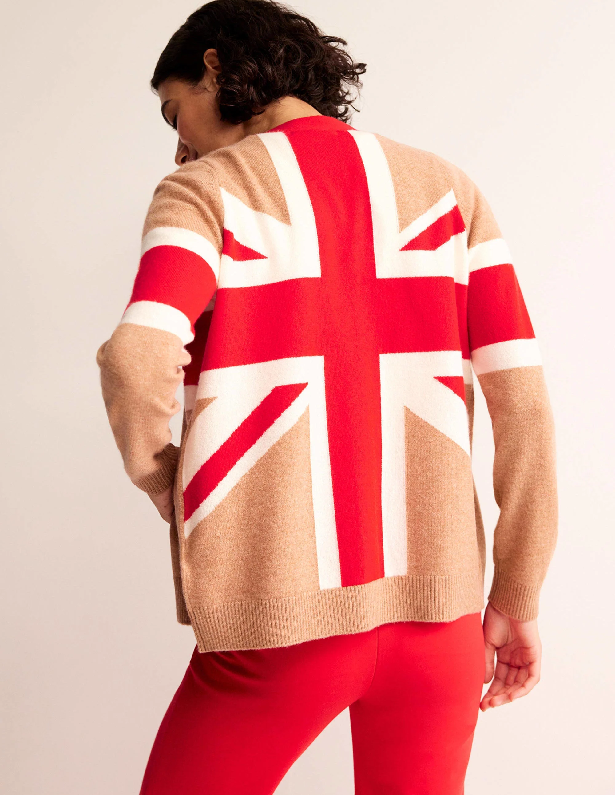 Marianne Cashmere Cardigan-Camel Melange Union Jack - Image 3