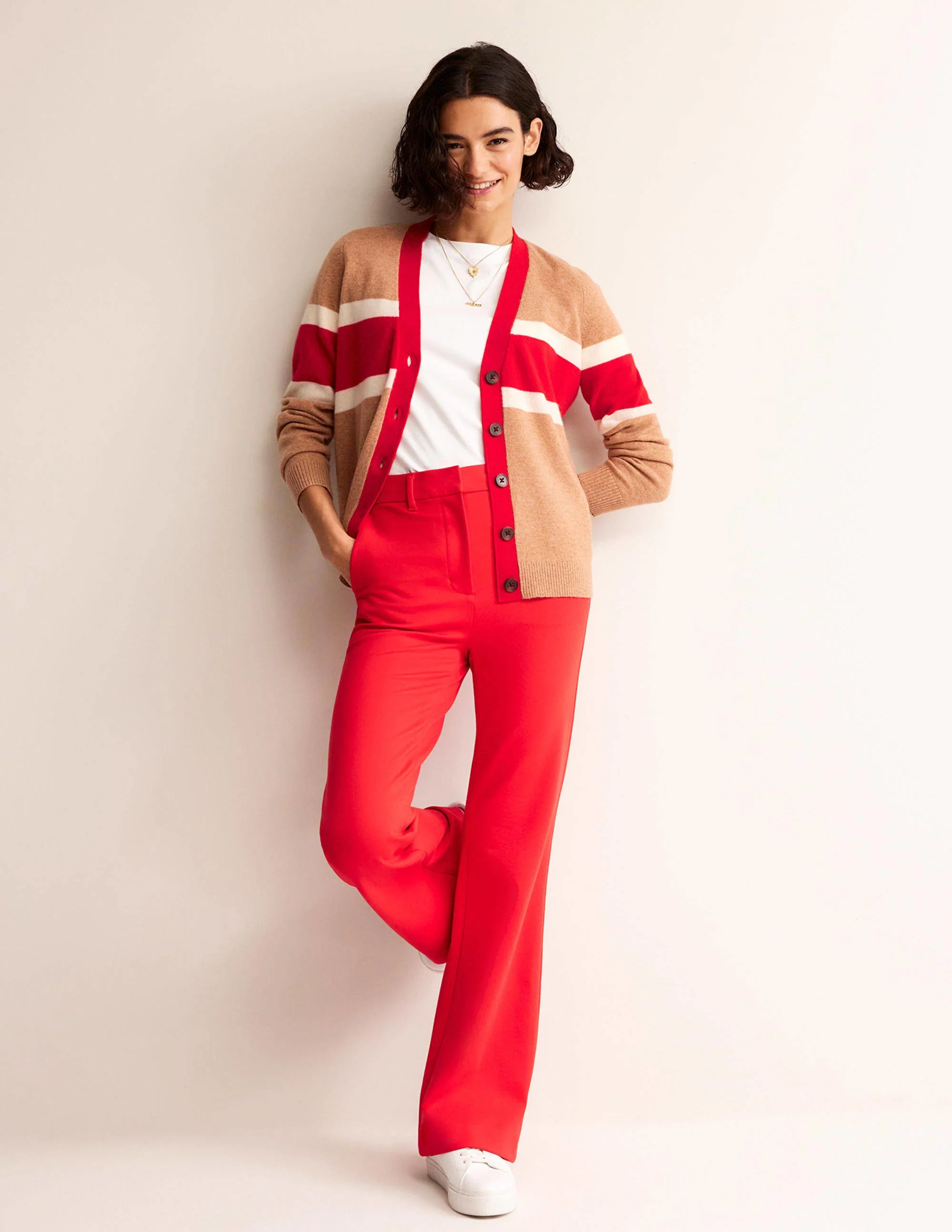 Marianne Cashmere Cardigan-Camel Melange Union Jack - Image 4