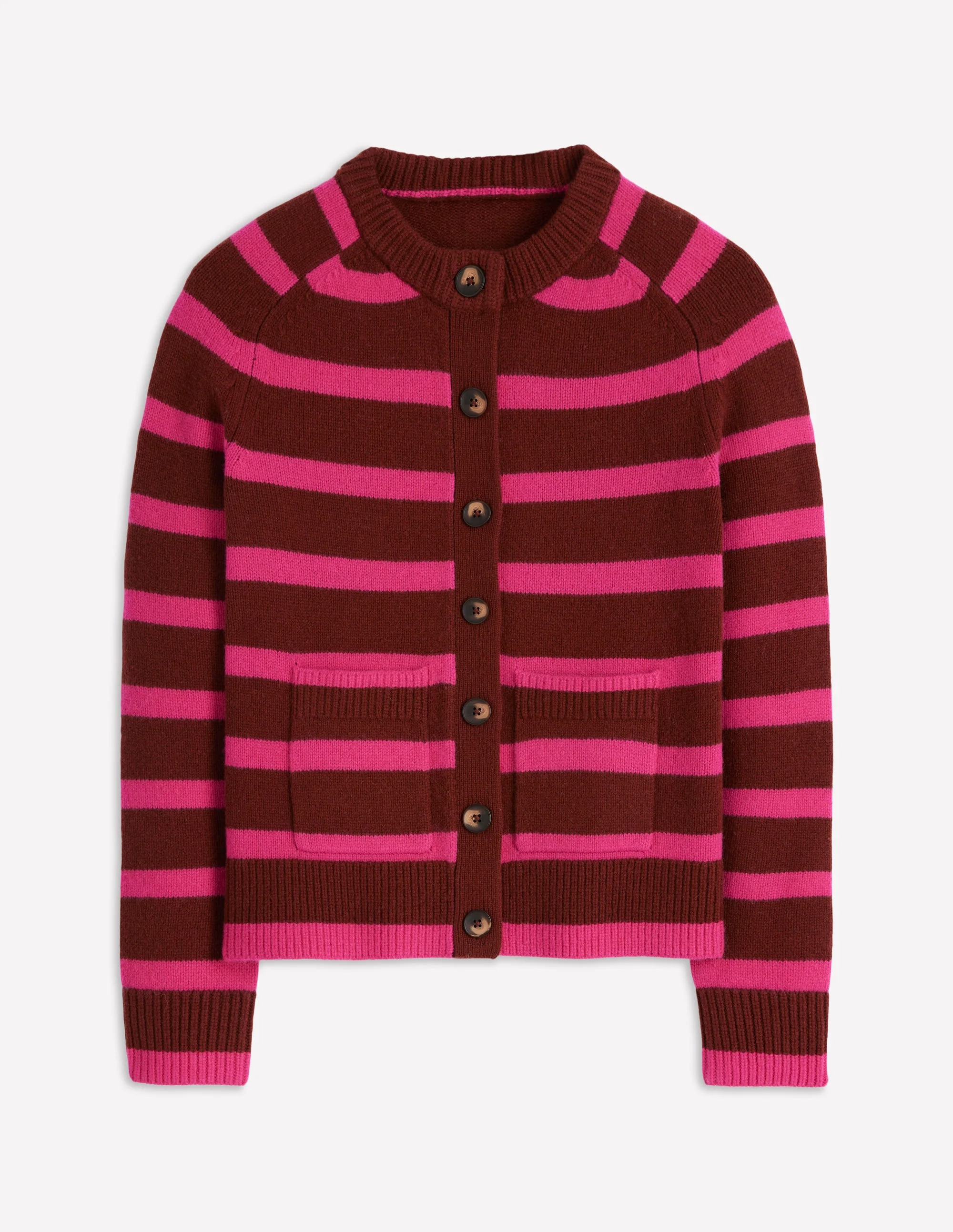 Marion Merino Cardigan-Raw Umber, Brilliant Pink - Image 6