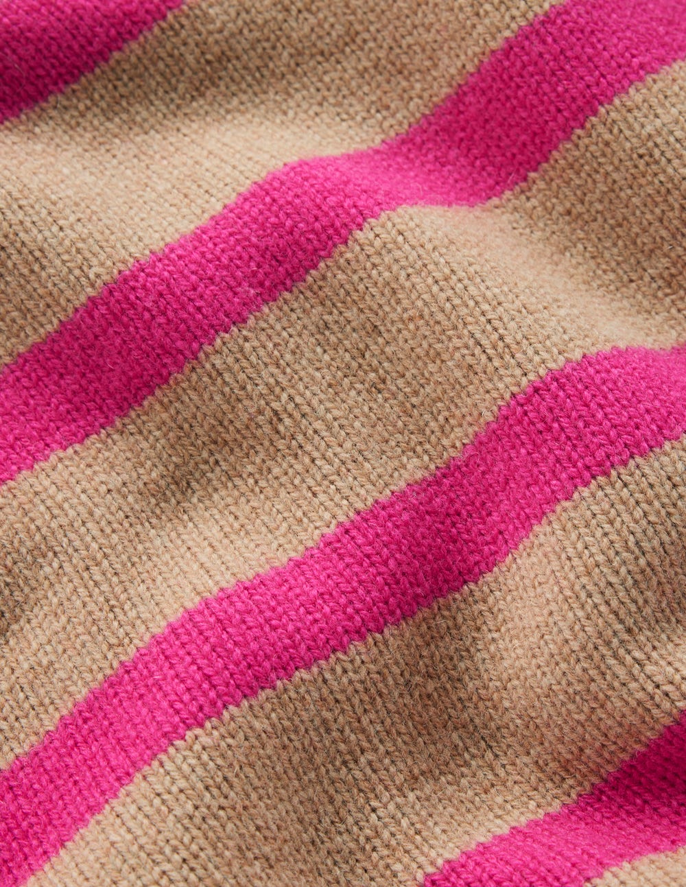 Marion Merino Rib Neck Sweater-Camel, Brilliant Pink Stripe - Image 6