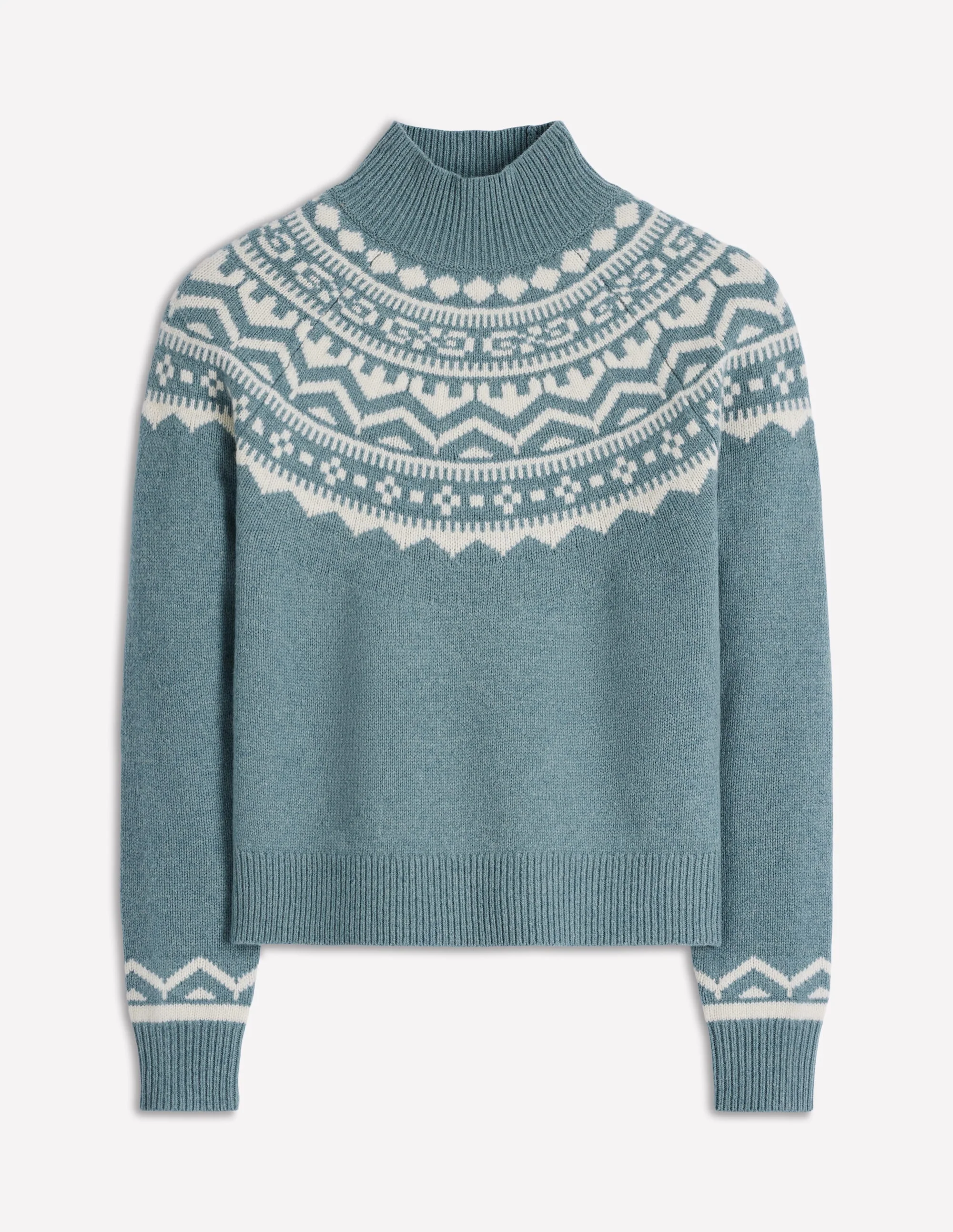Marion Merino Rib Neck Sweater-Cloud Blue, Fair Isle - Image 6