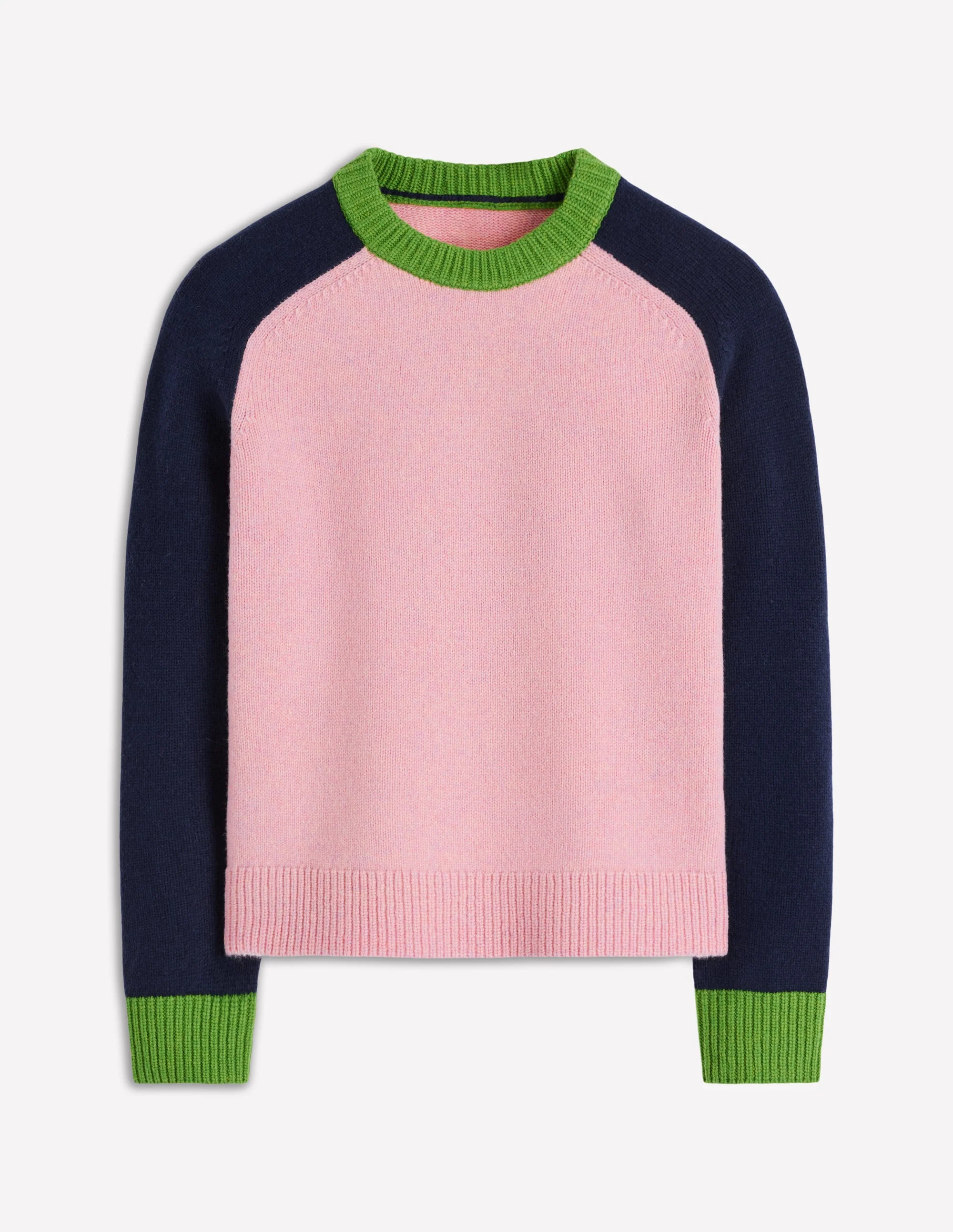 Marion Merino Sweater-French Pink, Navy Colour Block - Image 6