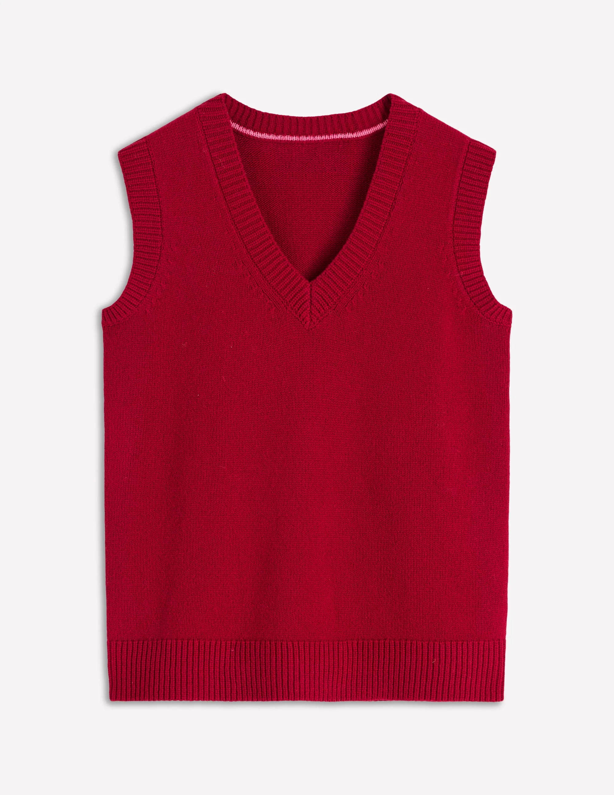 Marion Merino V-Neck Vest-Crimson Red - Image 6