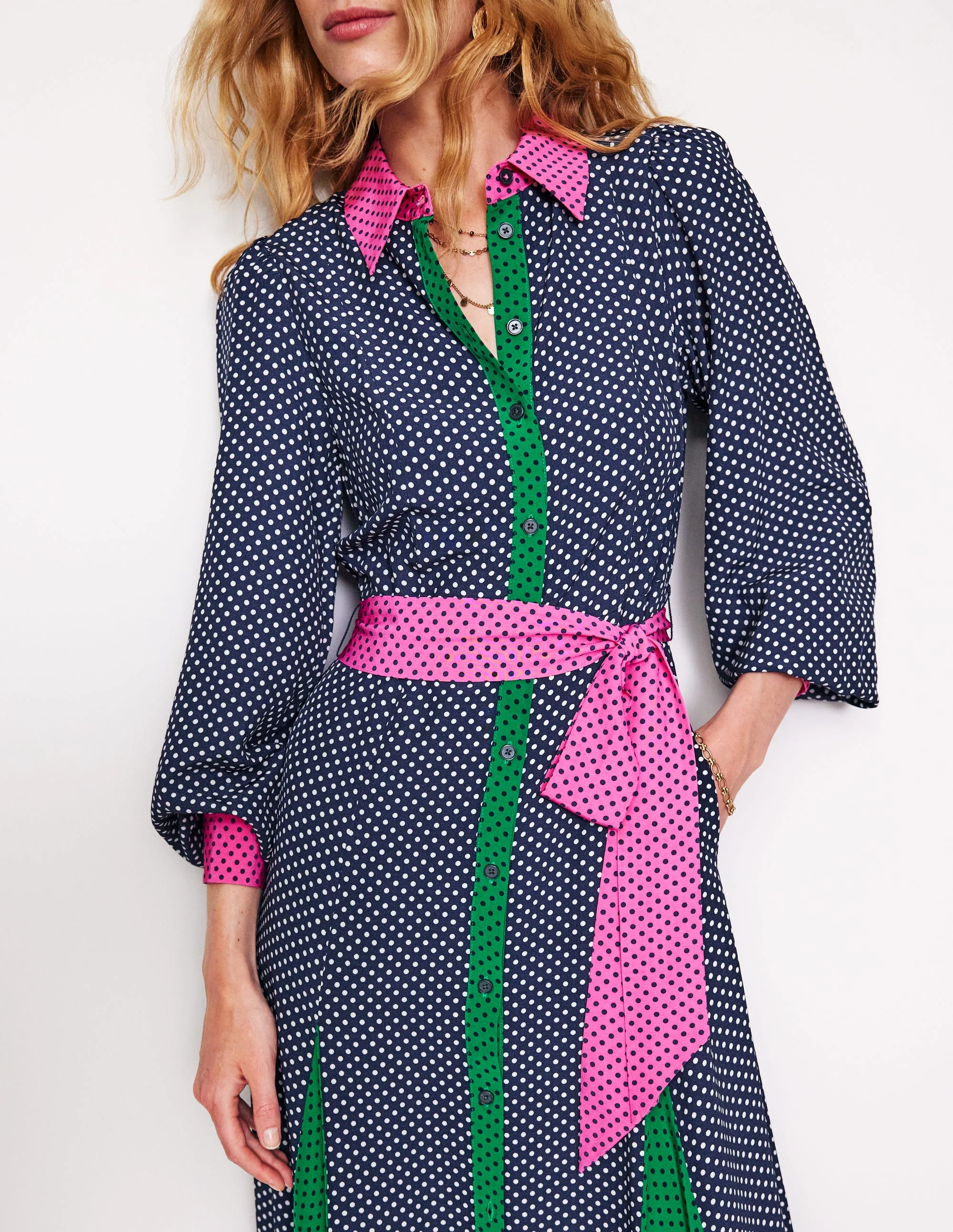 Martha Godet Maxi Shirt Dress-French Navy Spots - Image 2