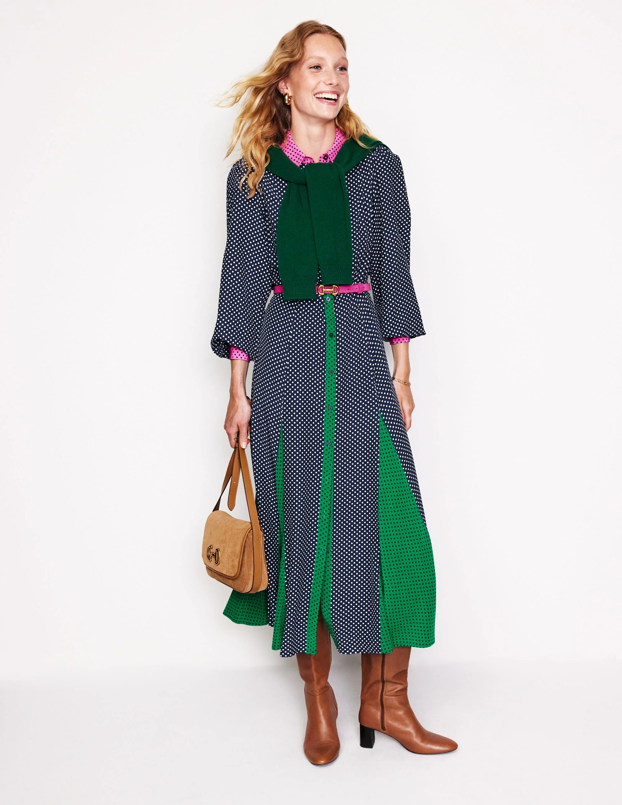 Martha Godet Maxi Shirt Dress-French Navy Spots - Image 5