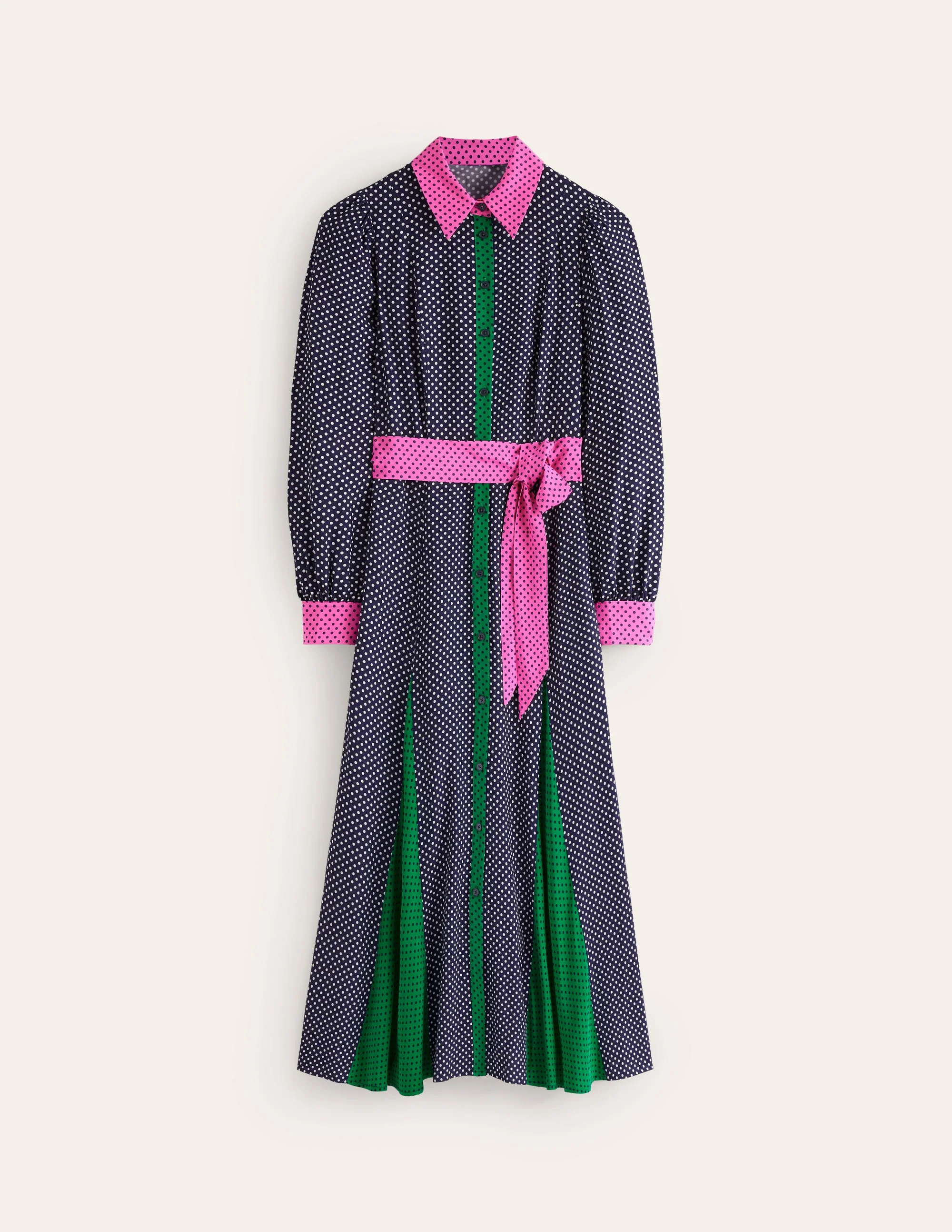 Martha Godet Maxi Shirt Dress-French Navy Spots - Image 8