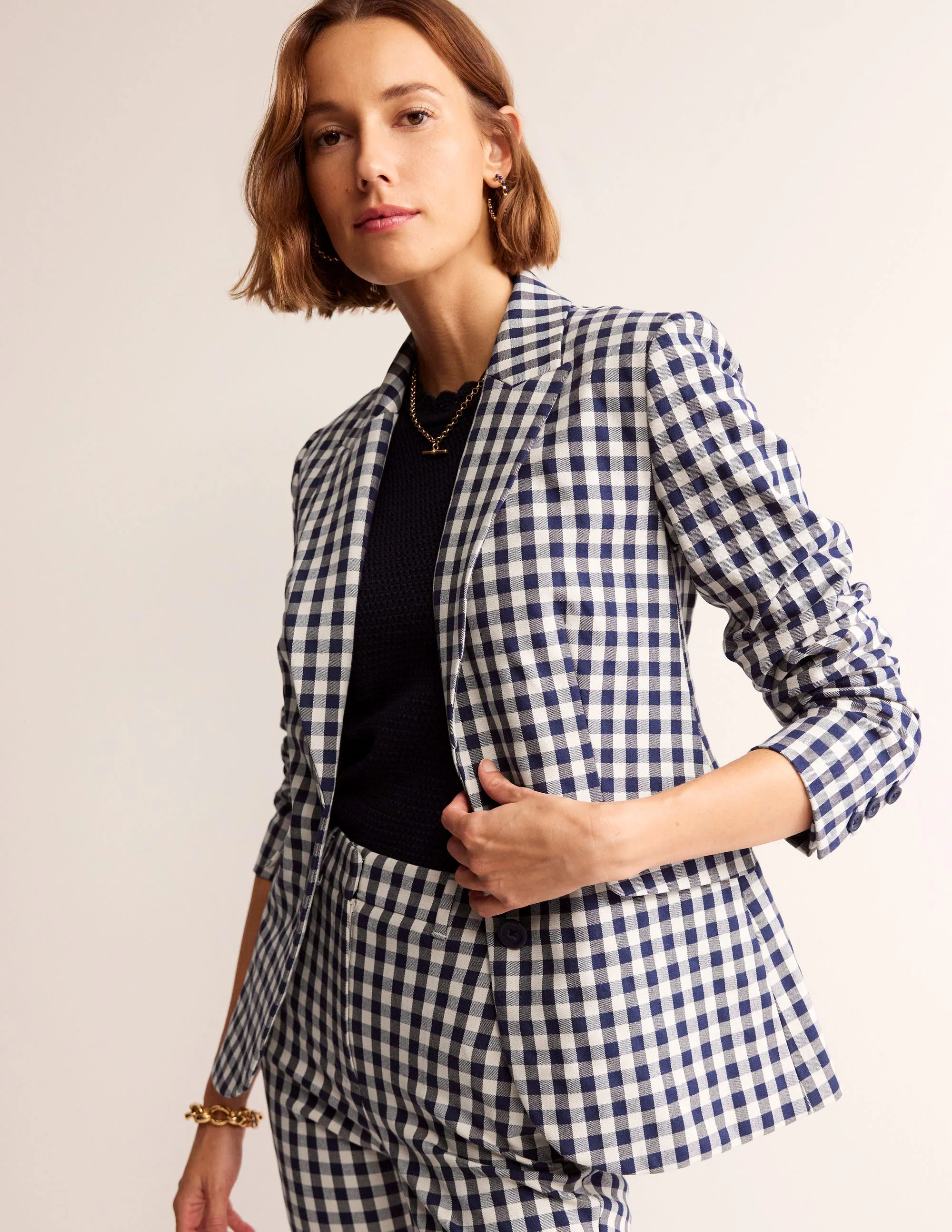 Marylebone Bi-stretch Blazer-Gingham - Image 4