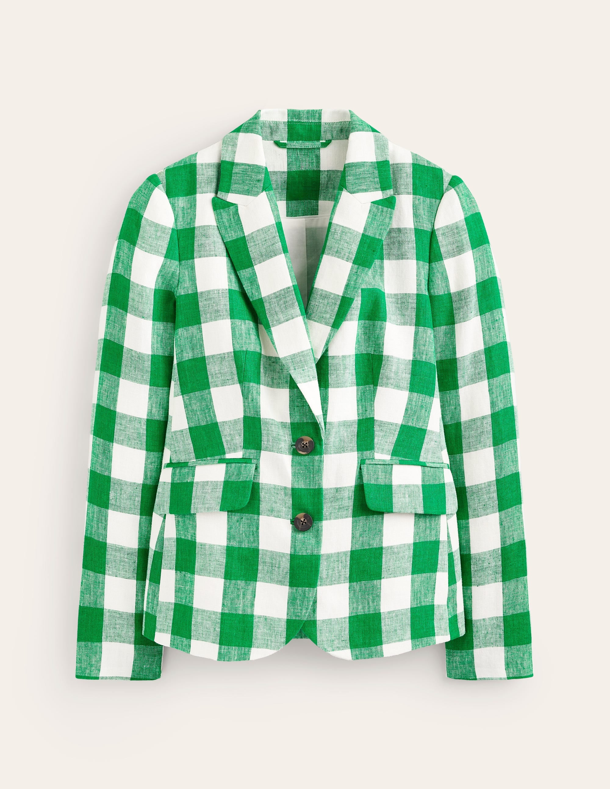 Marylebone Linen Blazer-Green Gingham - Image 6