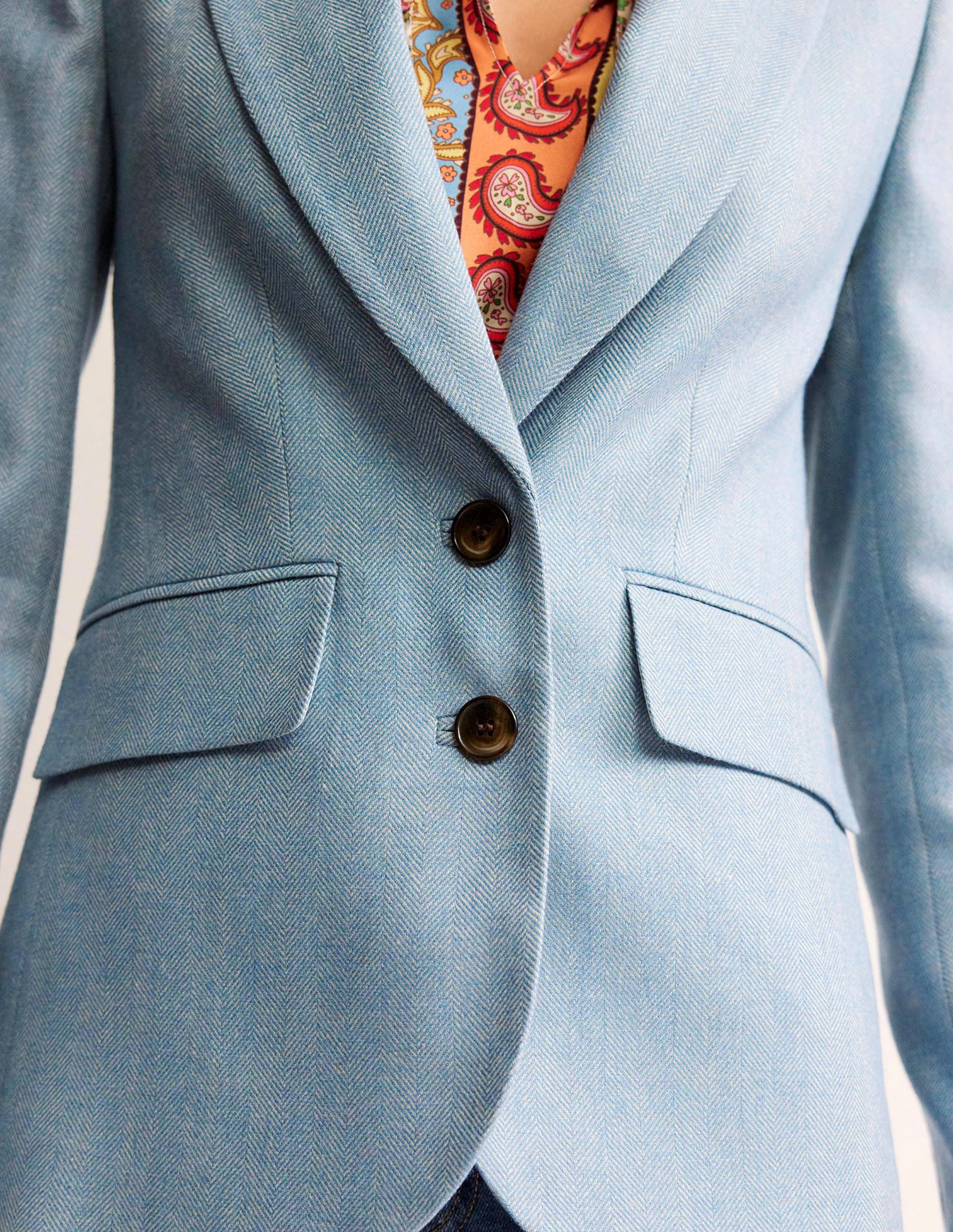 Marylebone Wool-Blend Blazer-Blue Herringbone - Image 2