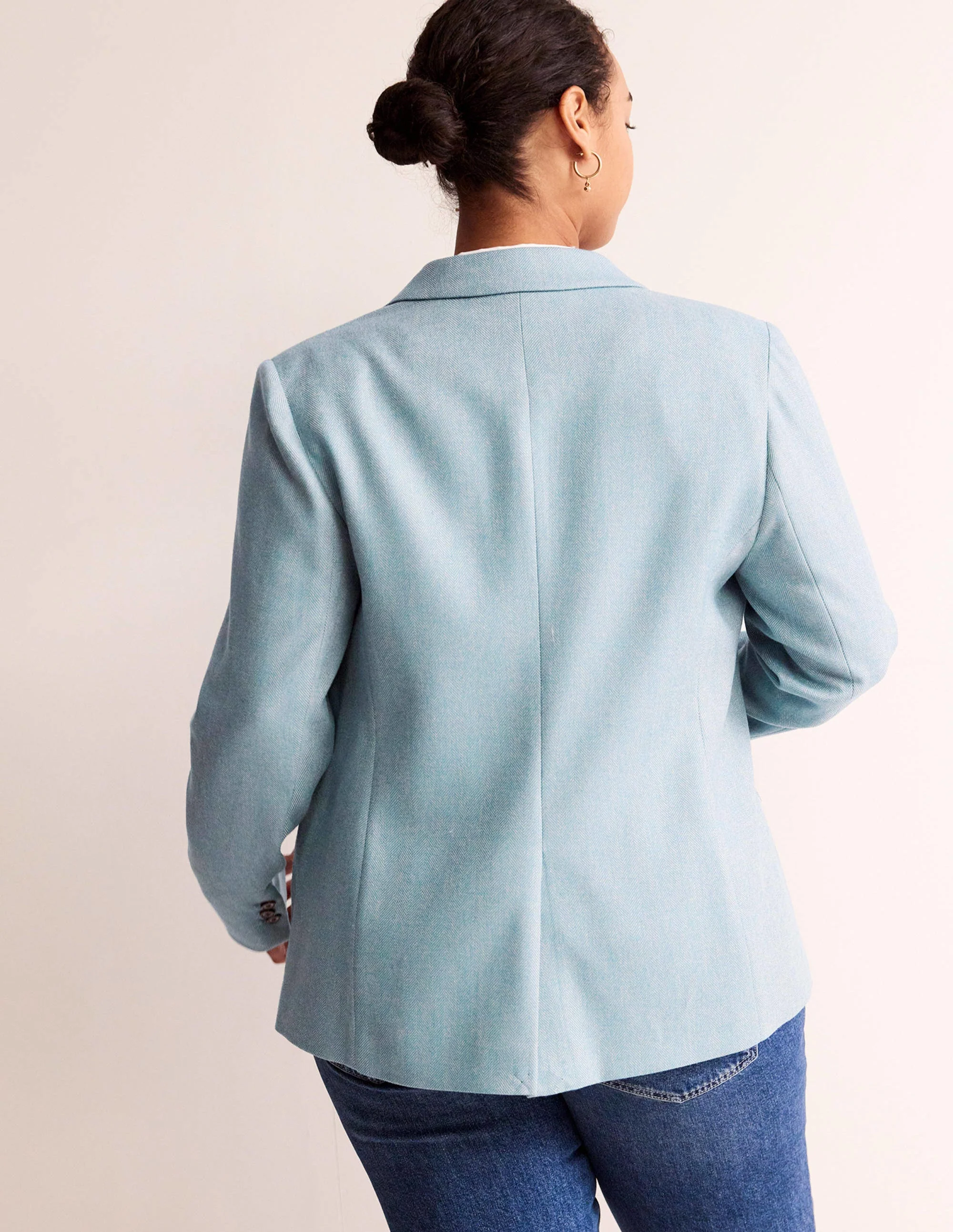 Marylebone Wool-Blend Blazer-Blue Herringbone - Image 6