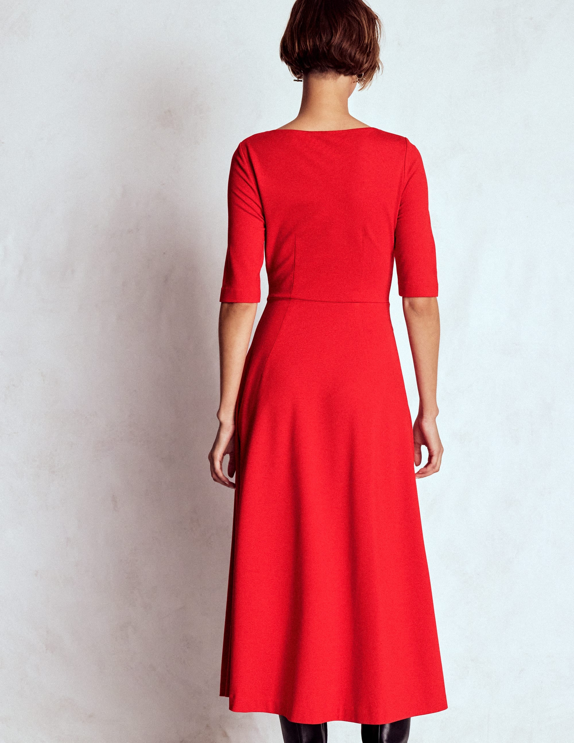Mathilde Tie Waist Ponte Dress-Spicy Red - Image 4