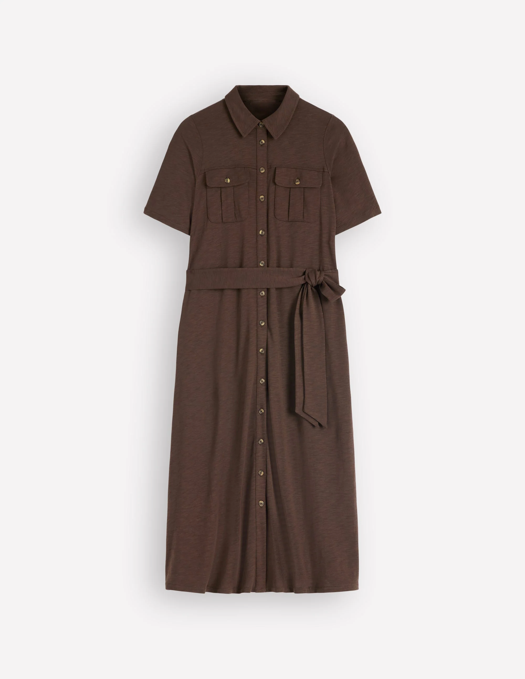 Mavis Midi Jersey Shirt Dress-Bitter Chocolate - Image 6