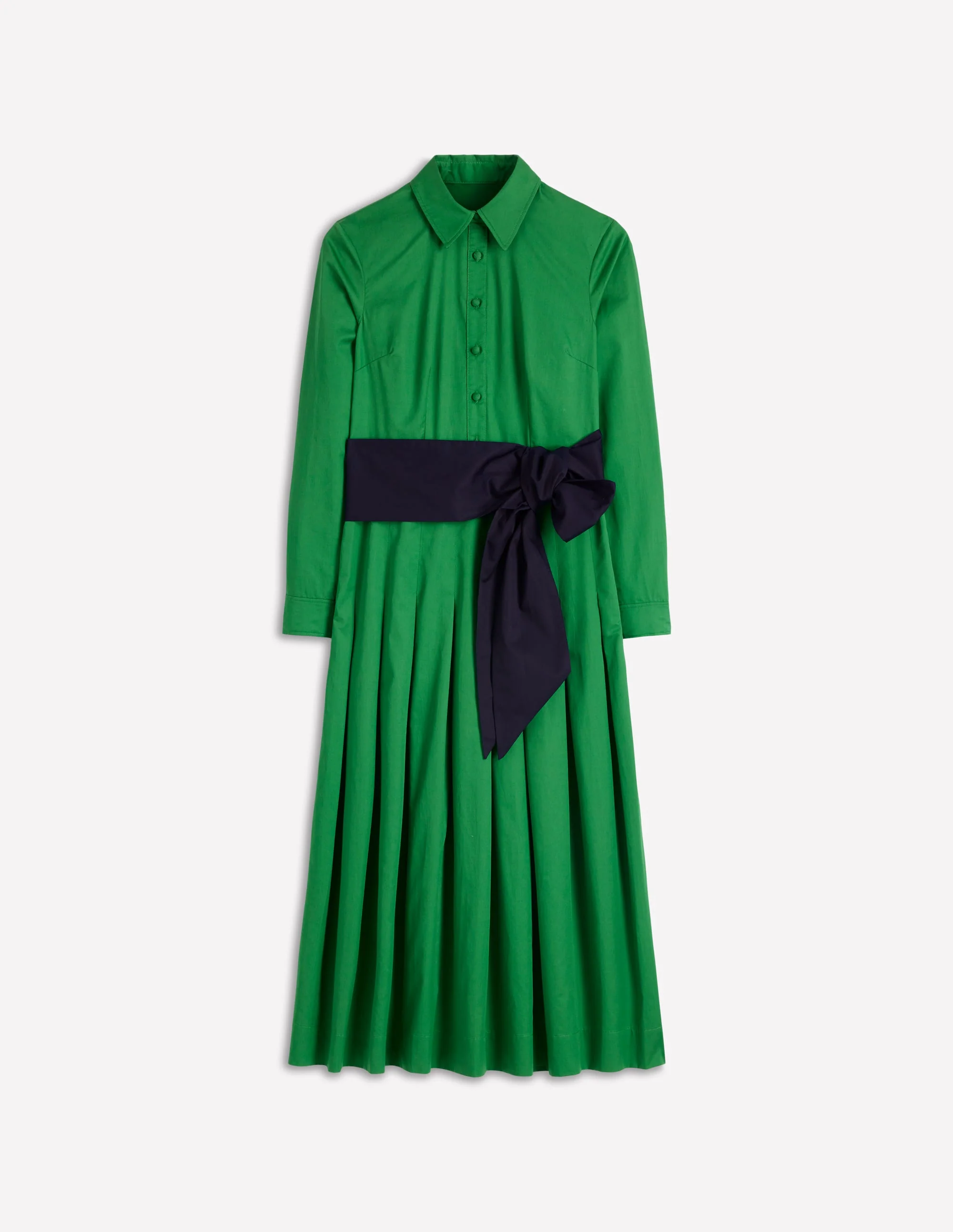 Maxi Pleated Bow Dress-Green Navy - Image 6