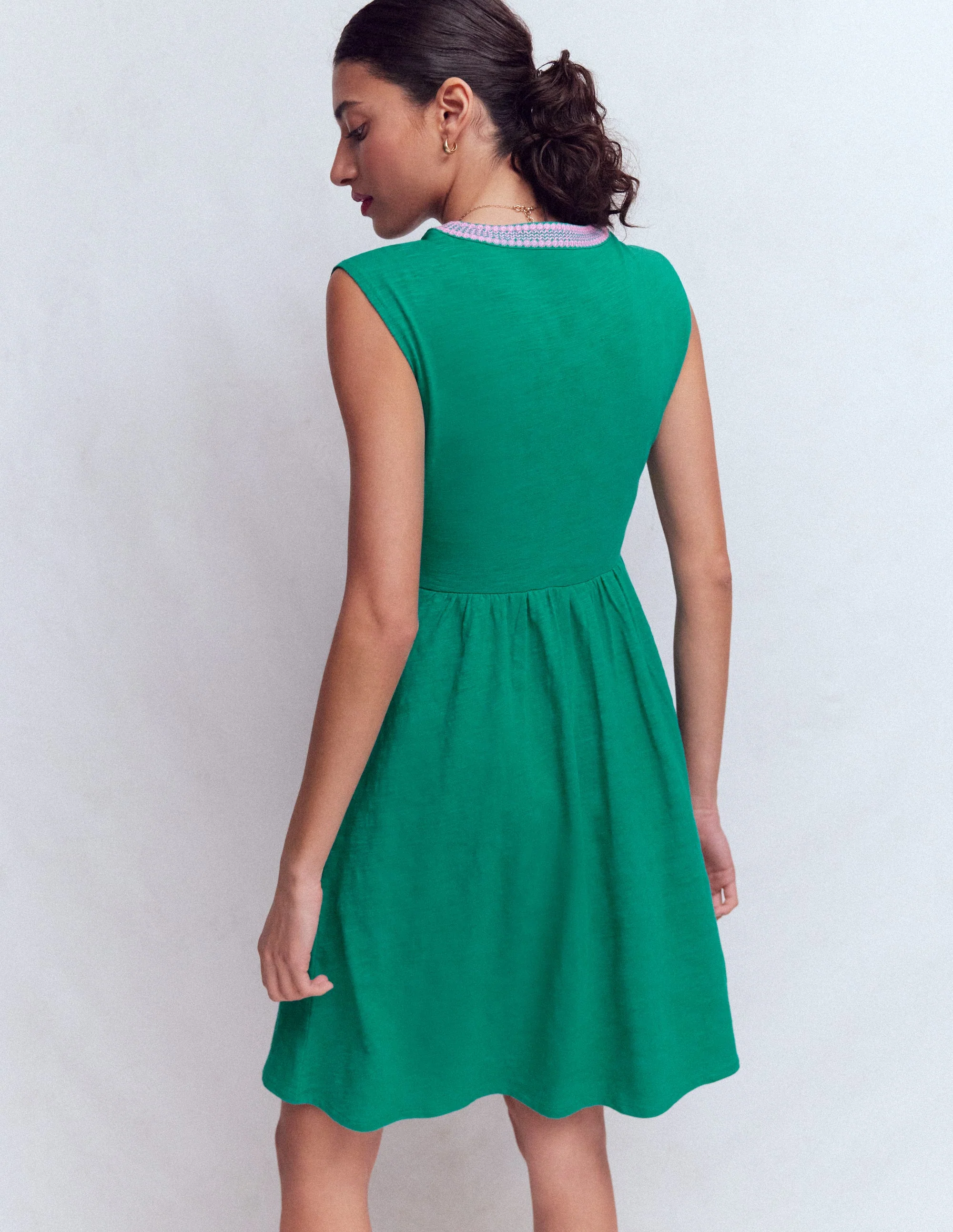 May Jersey Short Dress-Deep Teal - Image 3