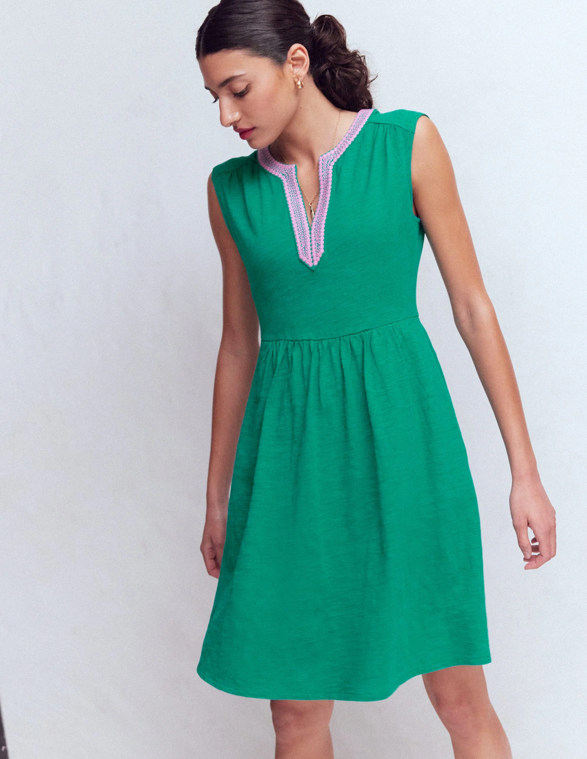 May Jersey Short Dress-Deep Teal - Image 4