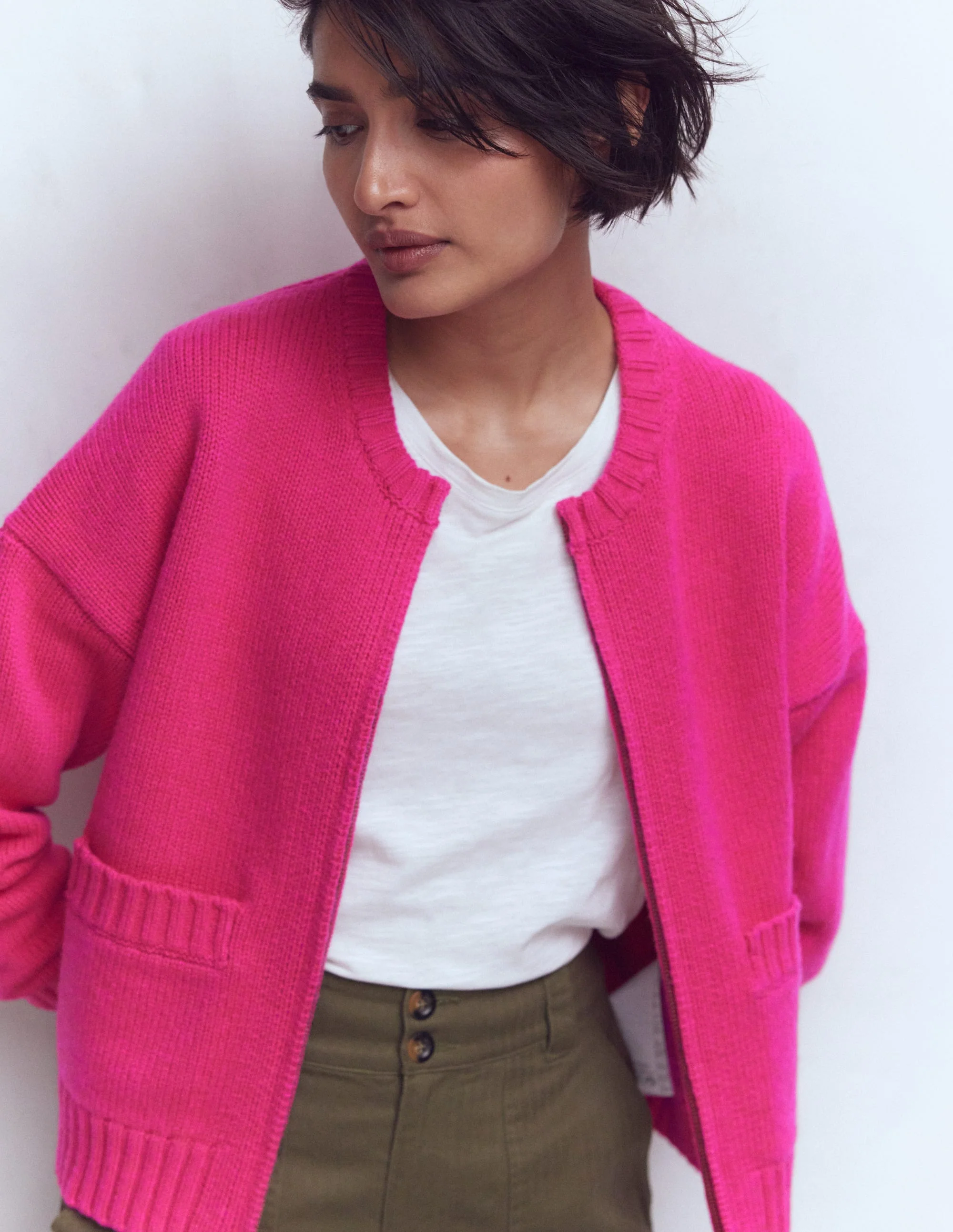 Maya Zip Up Jacket-Flamboyant Pink - Image 4