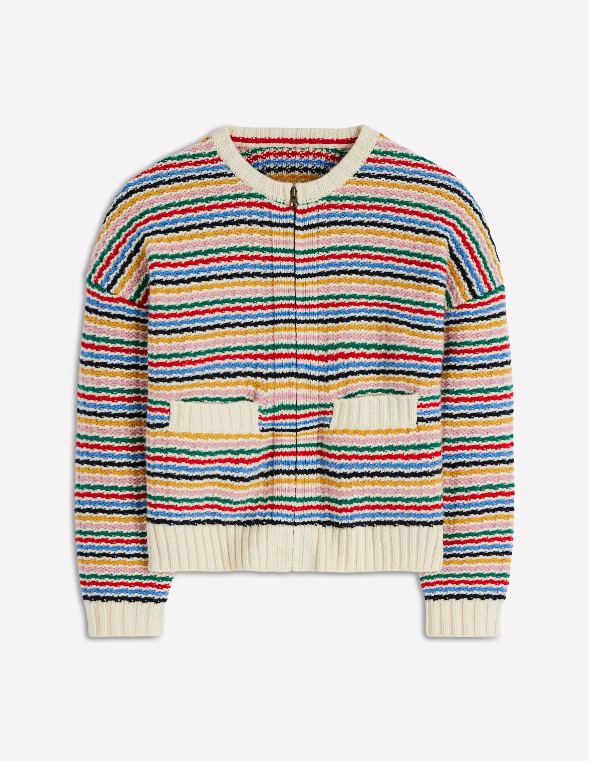 Maya Zip Up Jacket-Ivory, Rainbow - Image 7