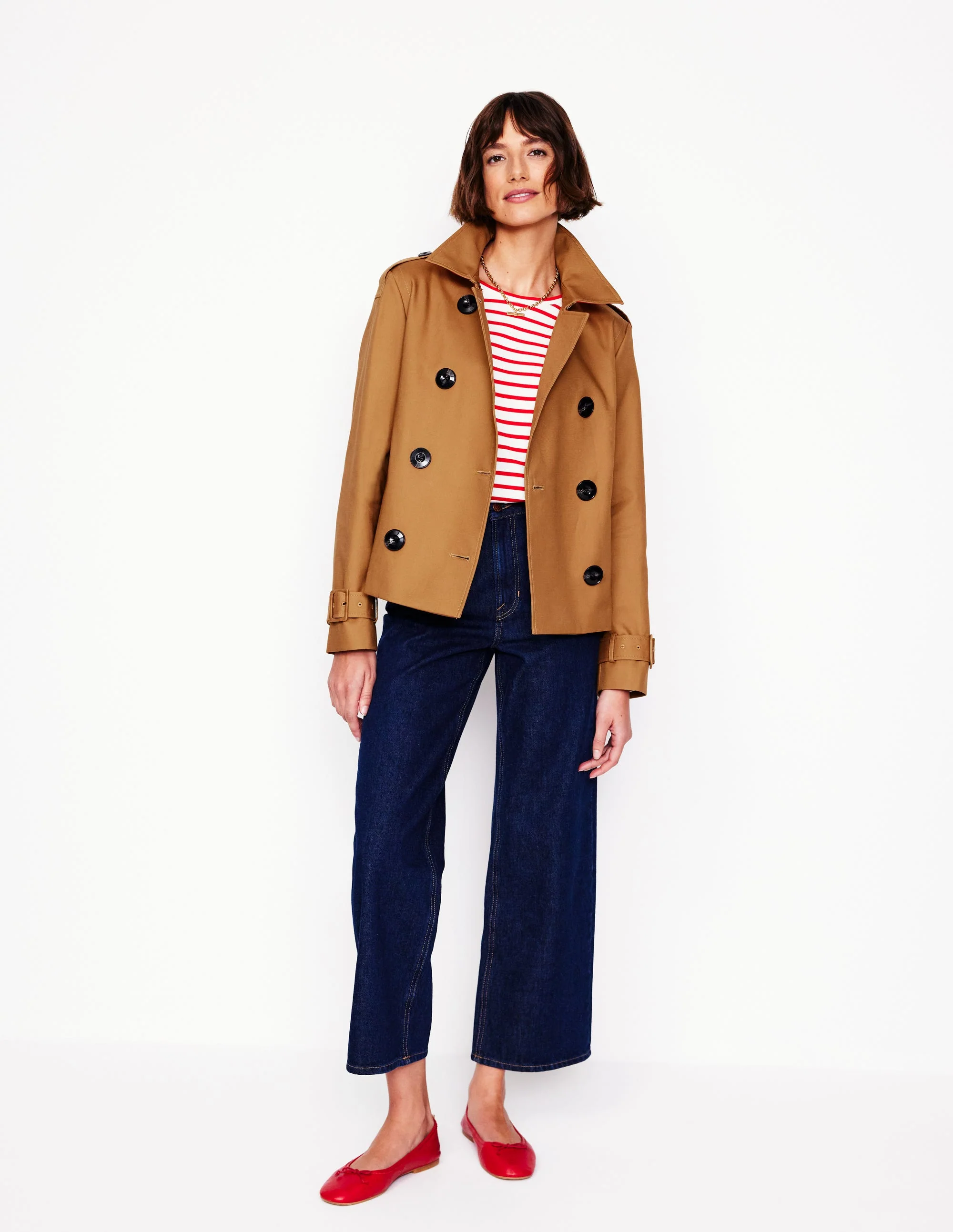 Mayfair Cropped Trench-Hazelnut Brown - Image 4