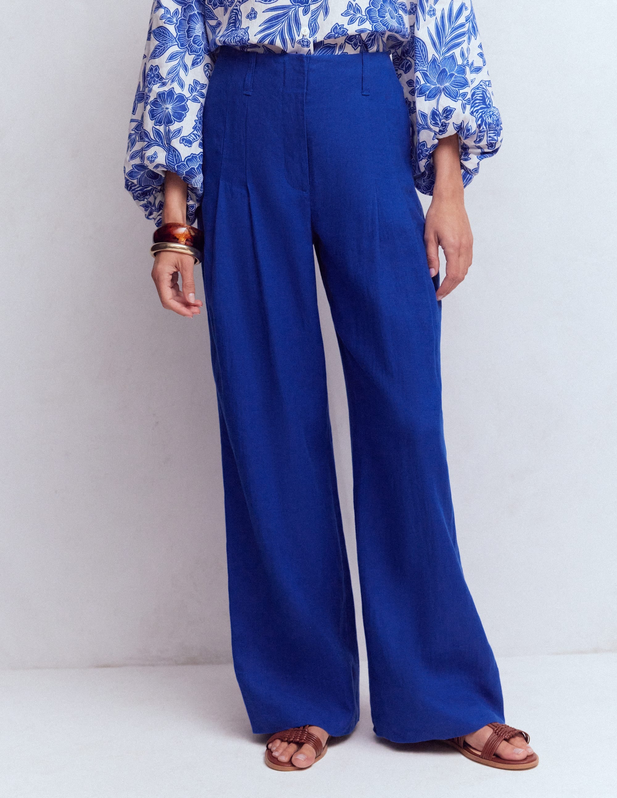 Mayfair Linen Pants-Bright Blue - Image 5