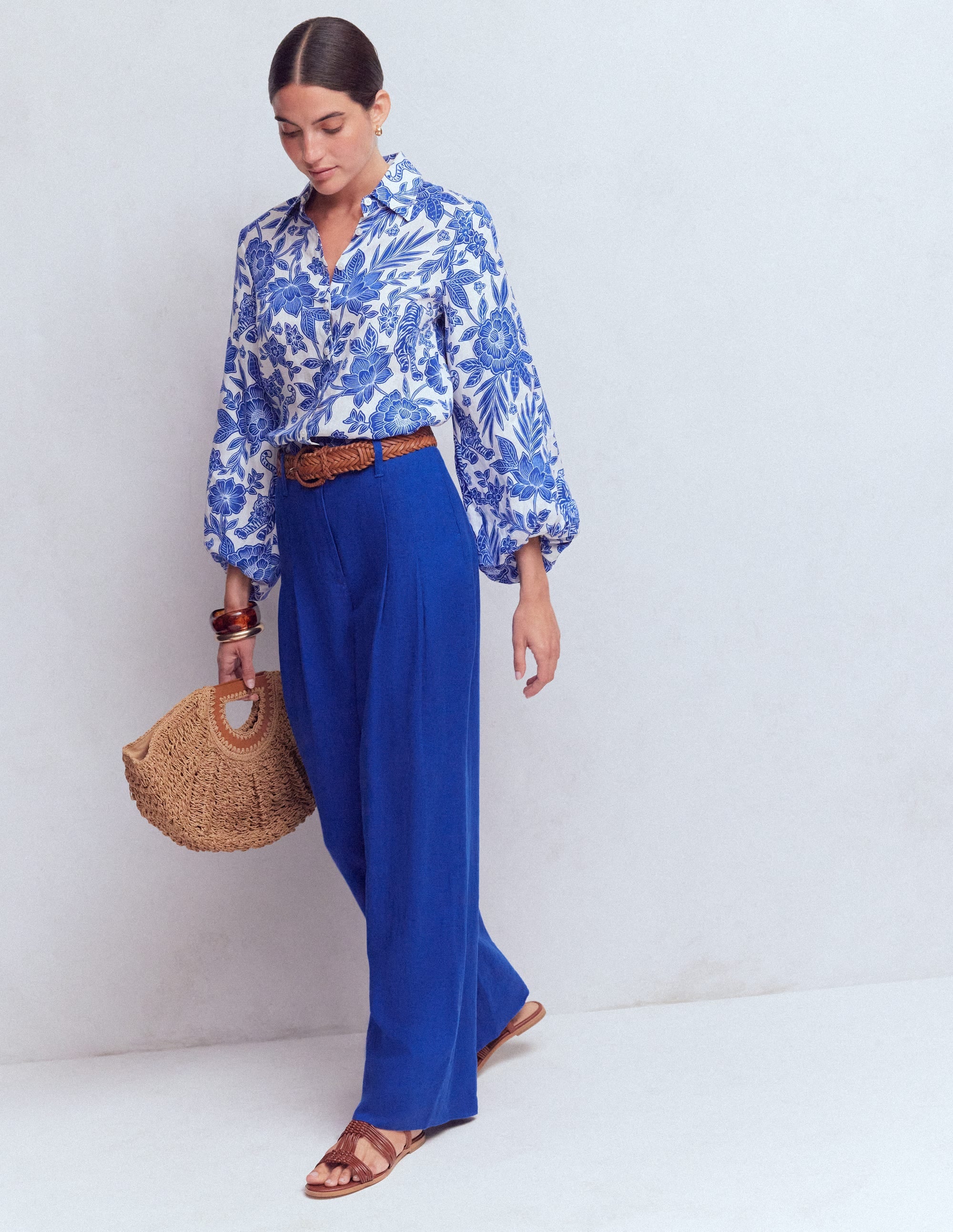 Mayfair Linen Pants-Bright Blue - Image 6
