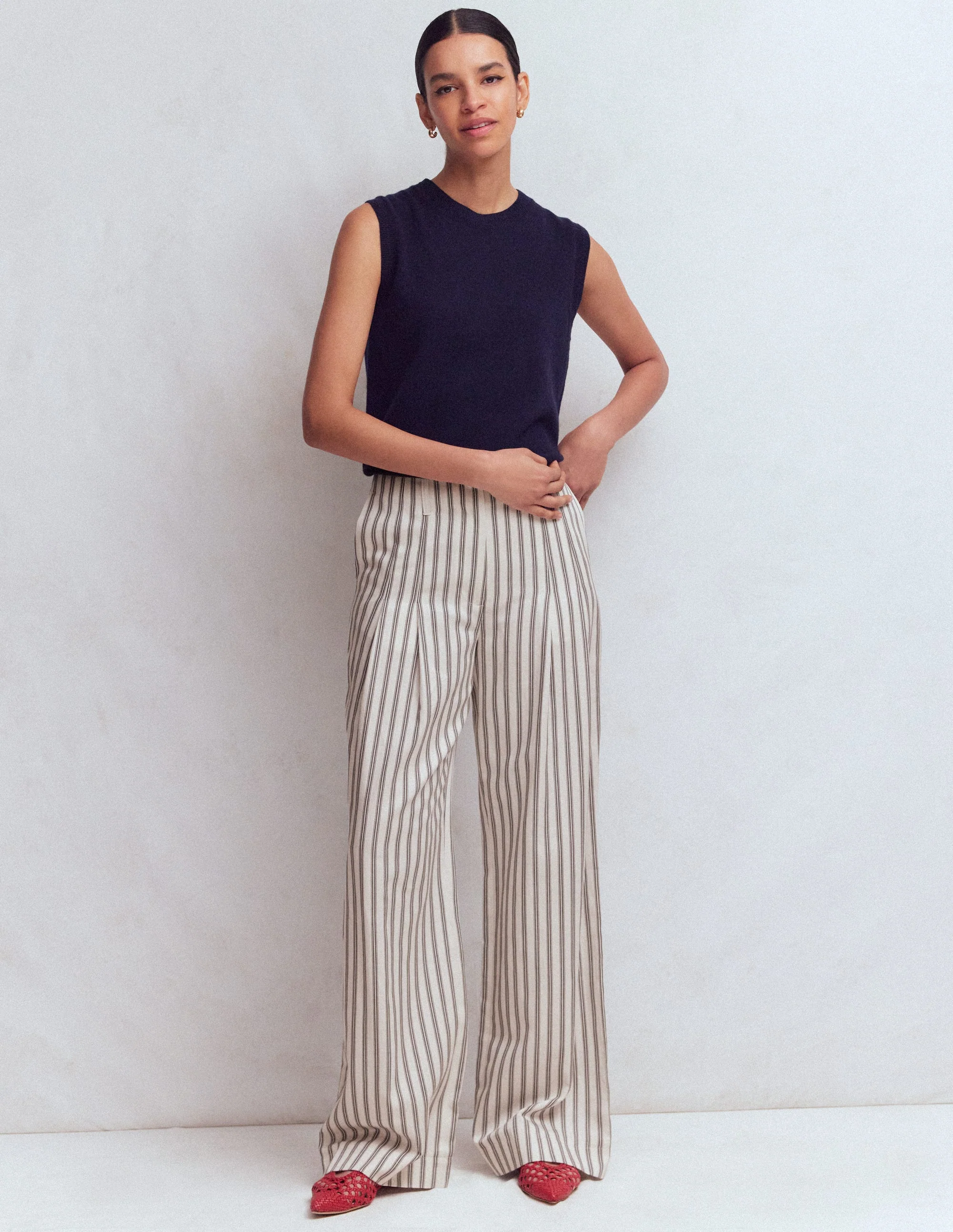 Mayfair Tailored Pants-Ivory, Navy Stripe - Image 6