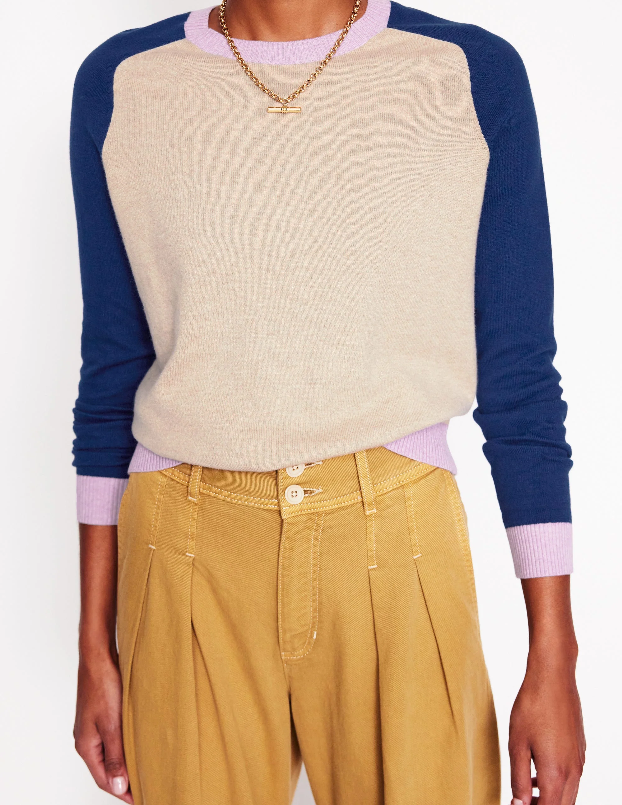 Meg Saddle Sleeve Sweater-Chinchilla Melange,Colourblock - Image 2