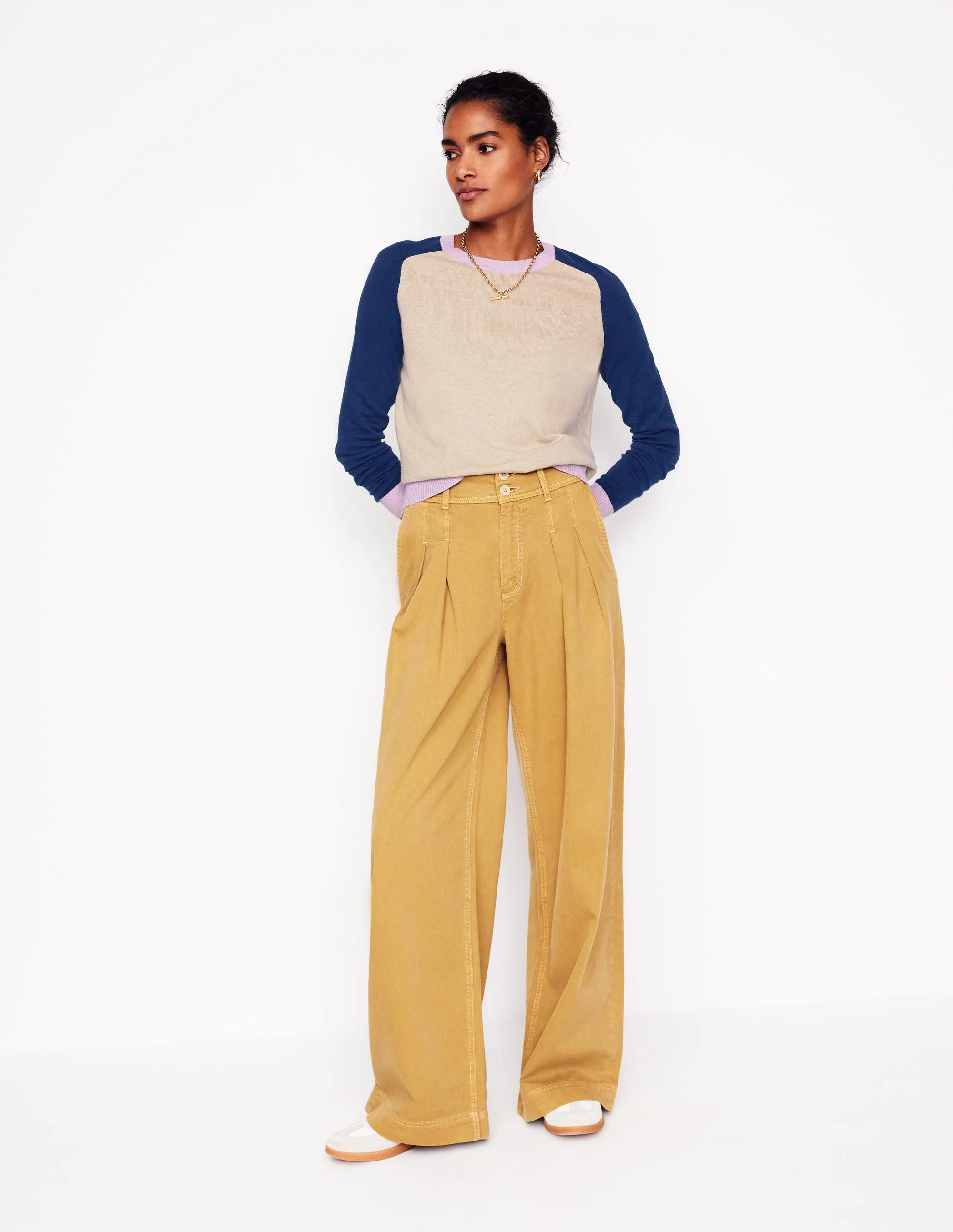 Meg Saddle Sleeve Sweater-Chinchilla Melange,Colourblock - Image 4