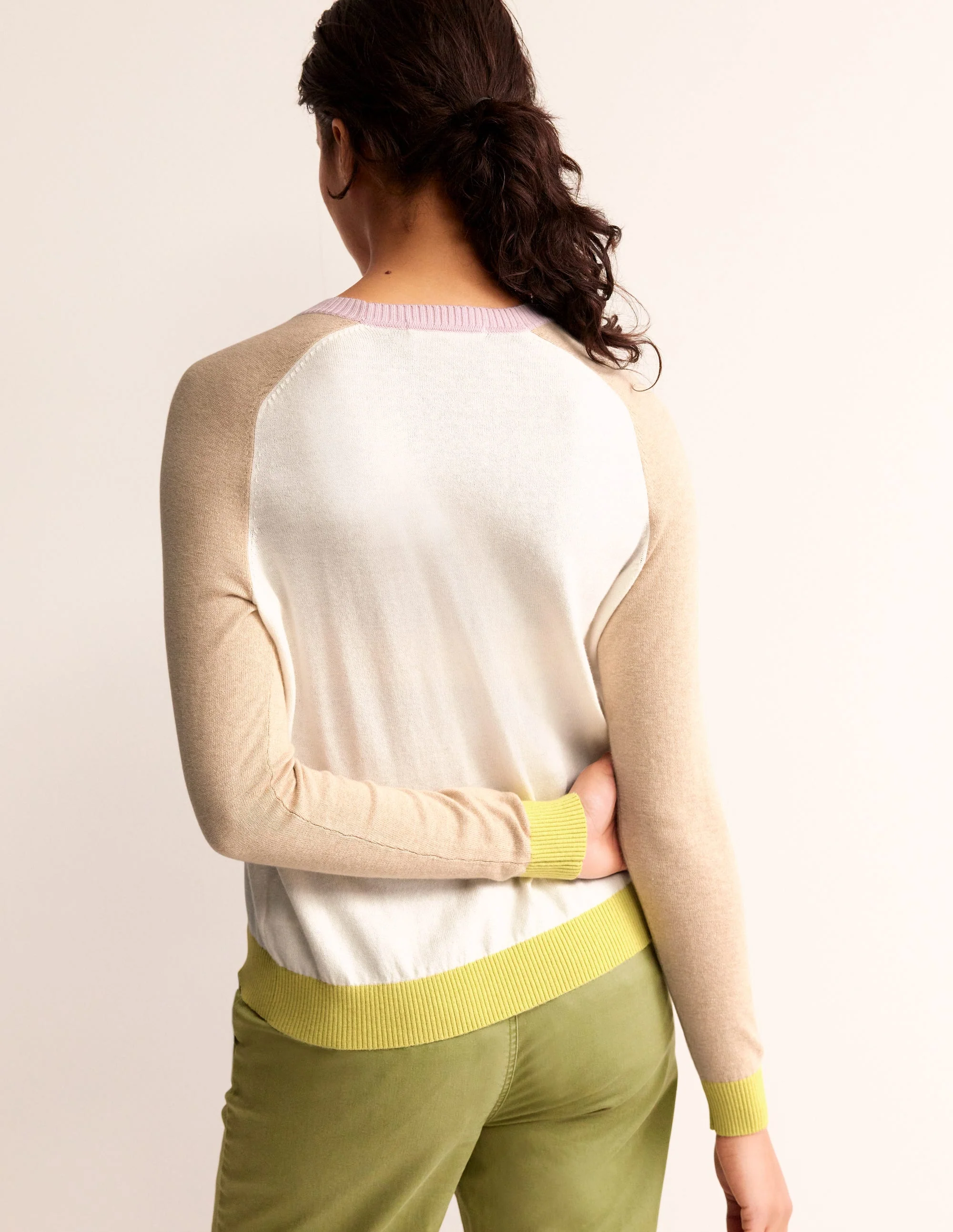 Meg Saddle Sleeve Sweater-Ivory, Chinchilla Colourblock - Image 4
