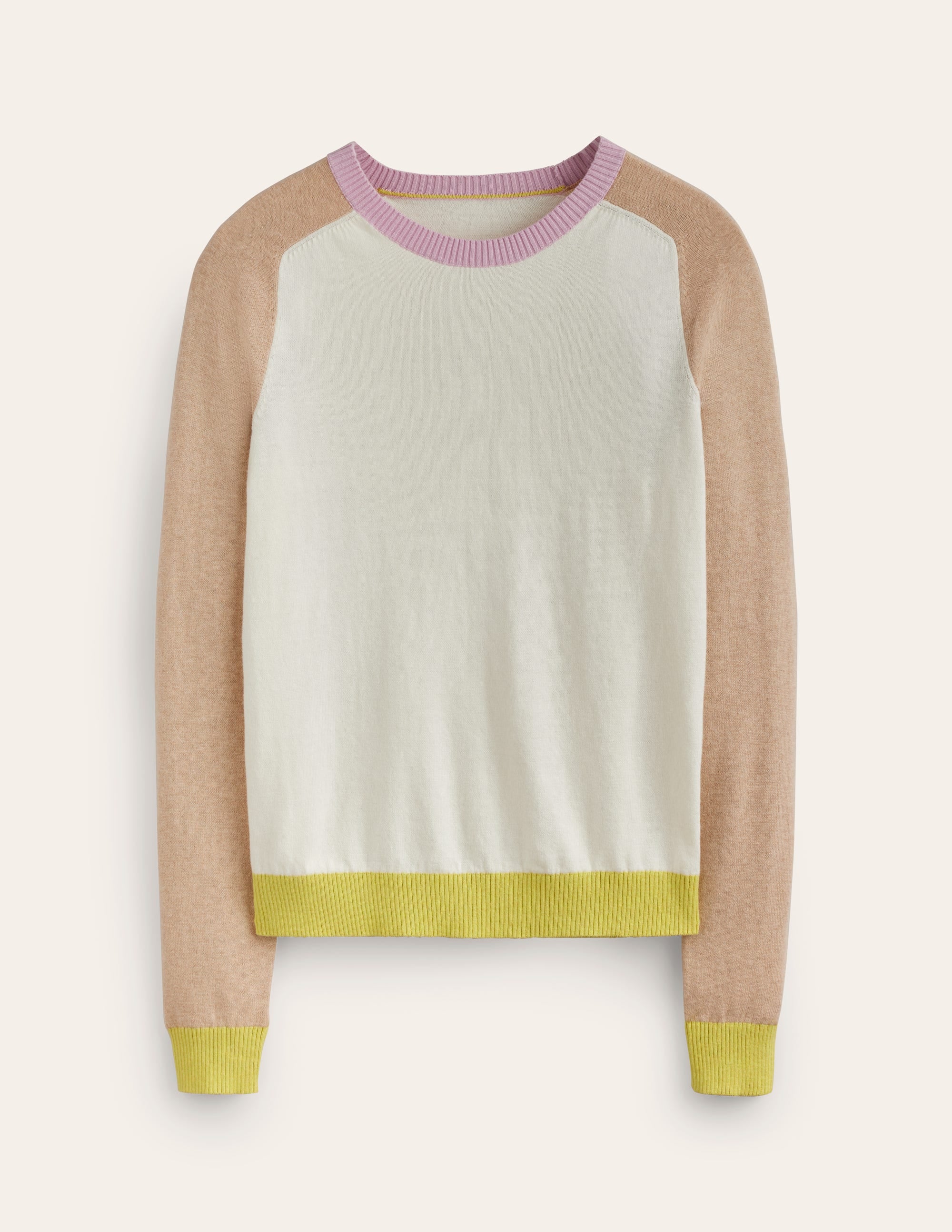 Meg Saddle Sleeve Sweater-Ivory, Chinchilla Colourblock - Image 5