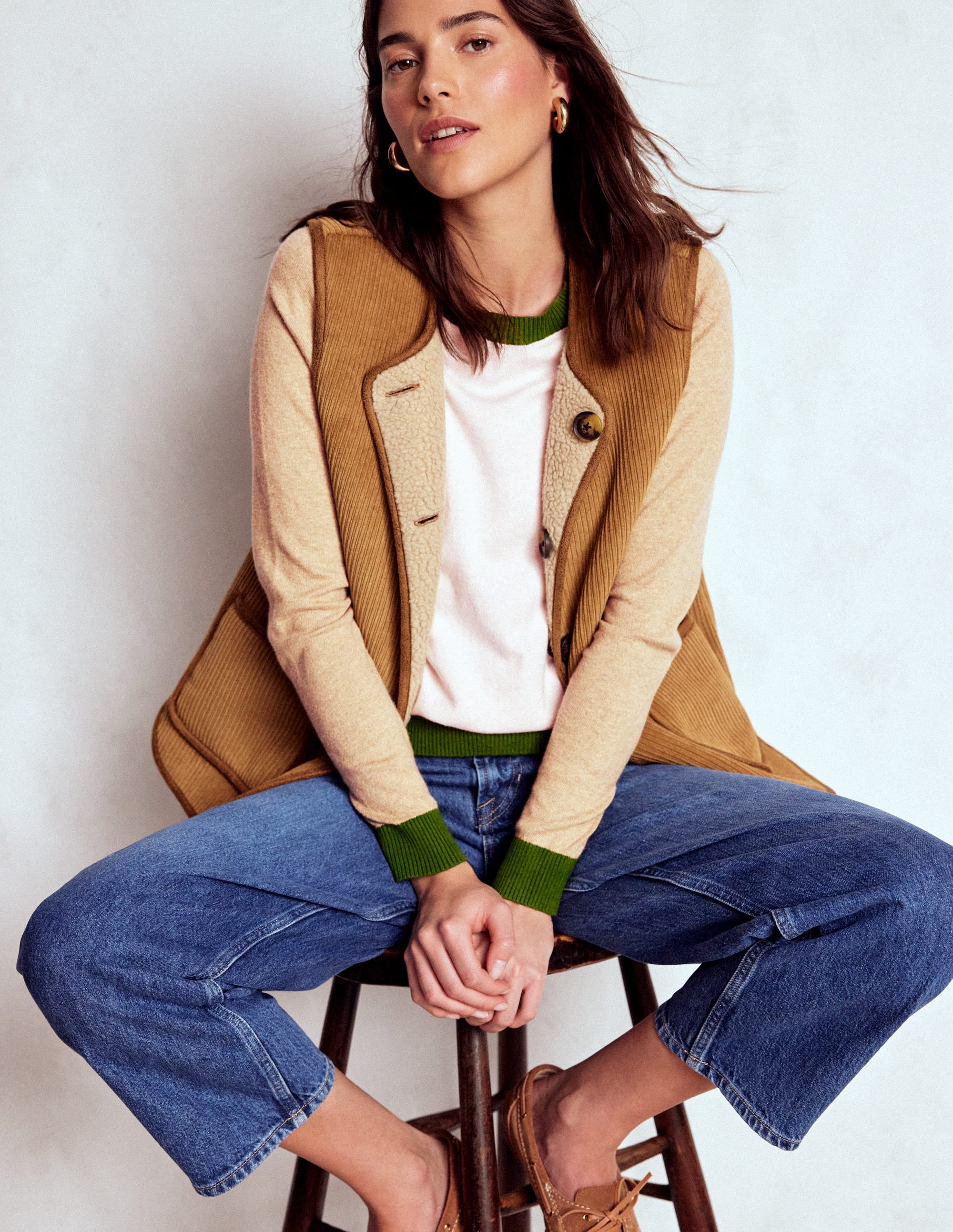 Meg Saddle Sleeve Sweater-Pink, Green Colour Block - Image 2