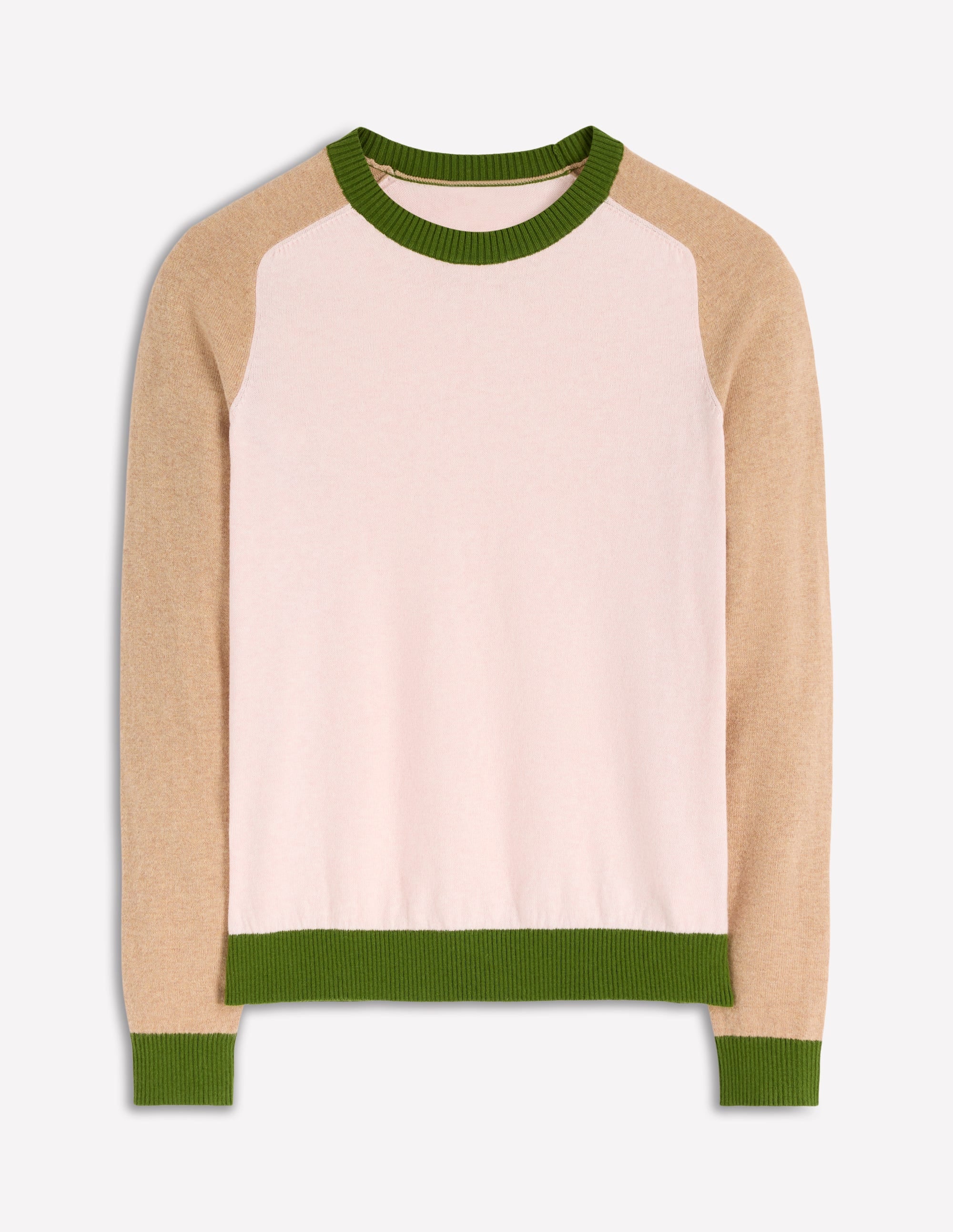 Meg Saddle Sleeve Sweater-Pink, Green Colour Block - Image 4