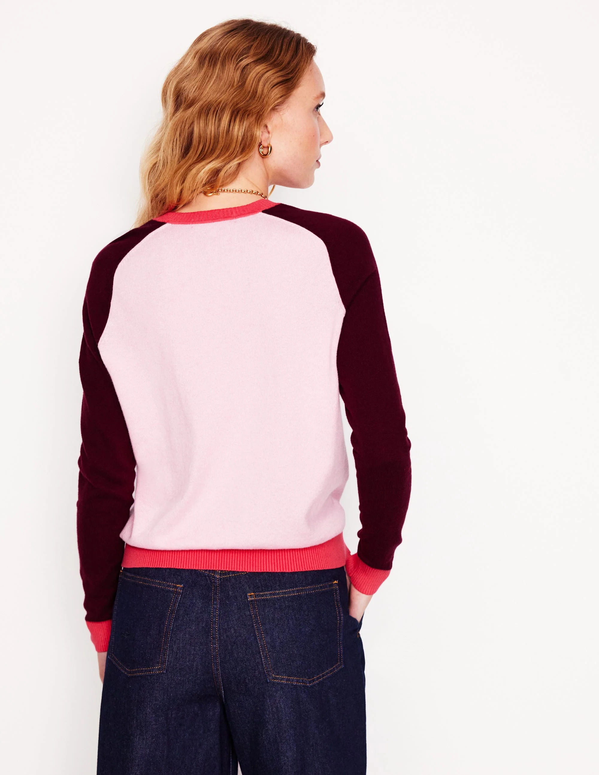 Meg Saddle Sleeve Sweater-Soft Pink, Colourblock - Image 3