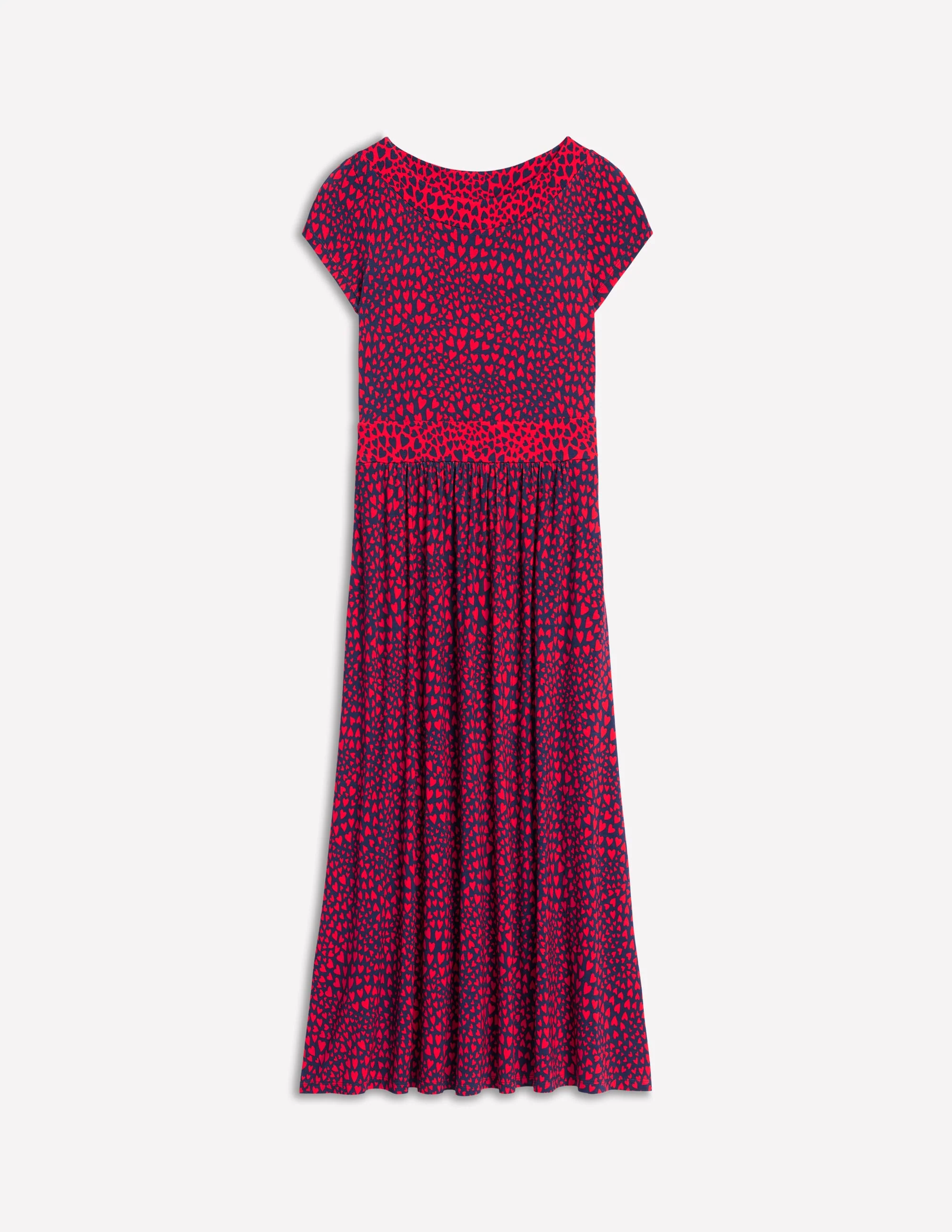 Melanie Jersey Midi Dress-French Navy, Heart Cluster - Image 6