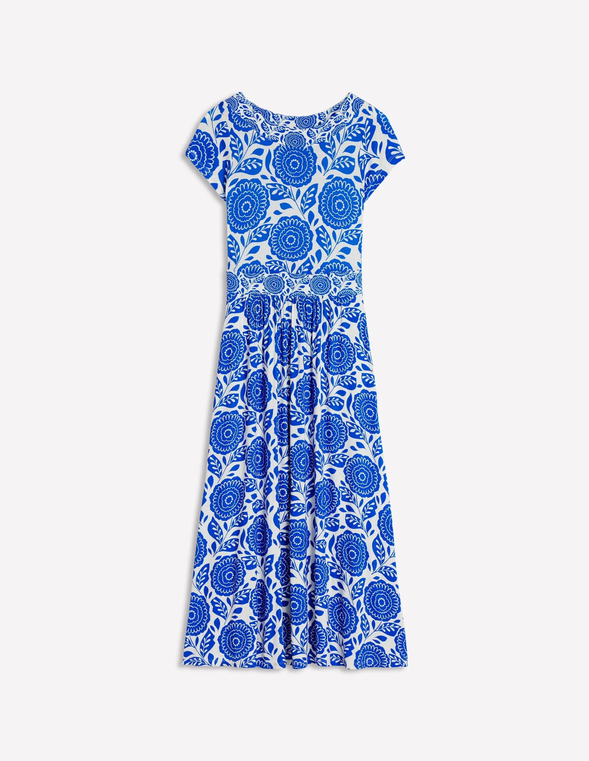 Melanie Jersey Midi Dress-Gallery Blue, Dahlia Stamp - Image 6