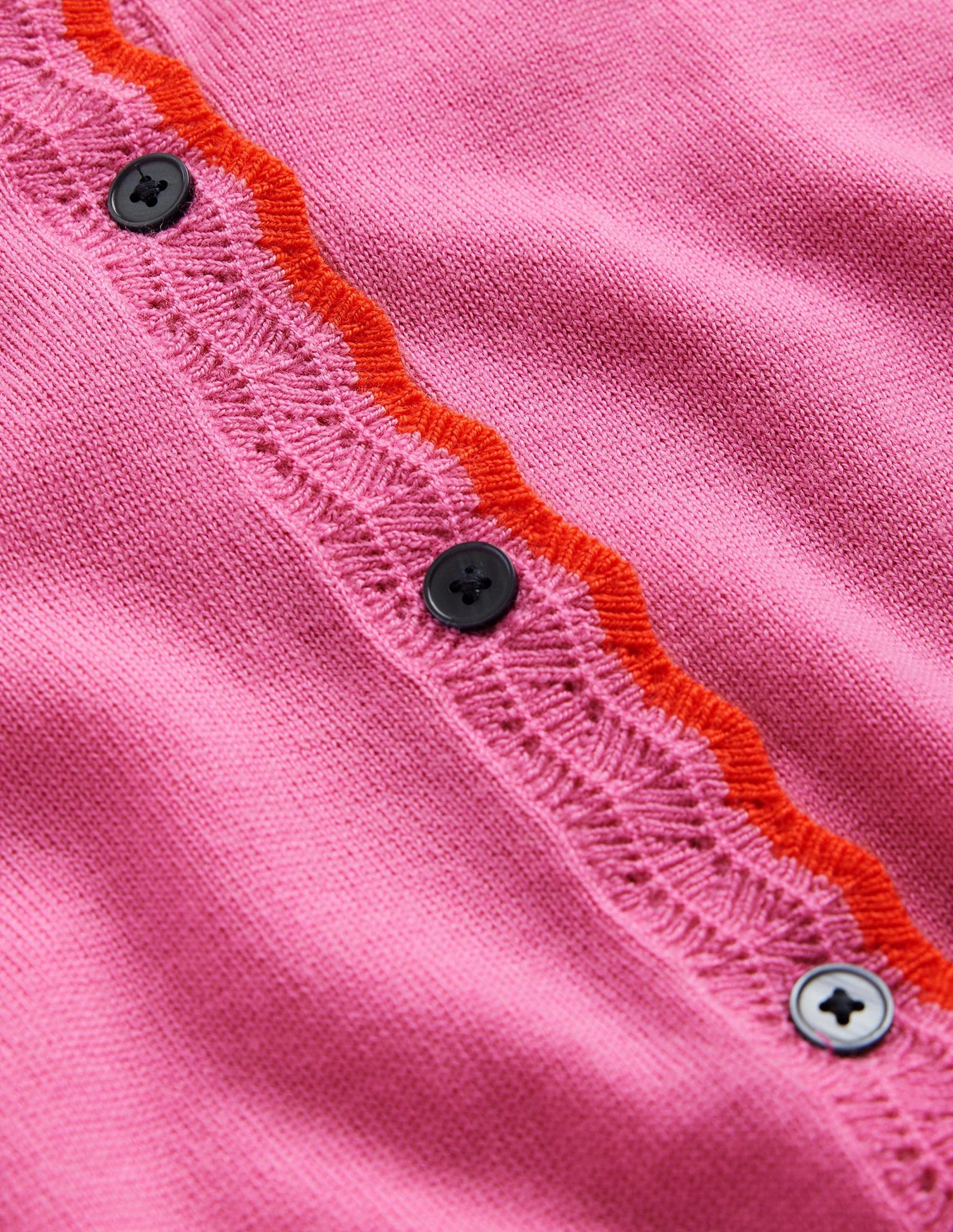 Merino Scalloped Cardigan-Mid Pink - Image 6
