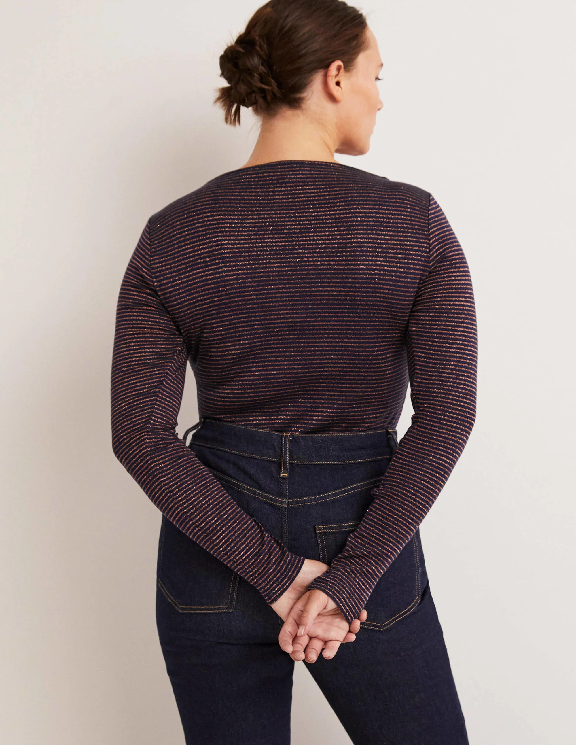 Metallic Stripe Top-Navy/Copper - Image 3