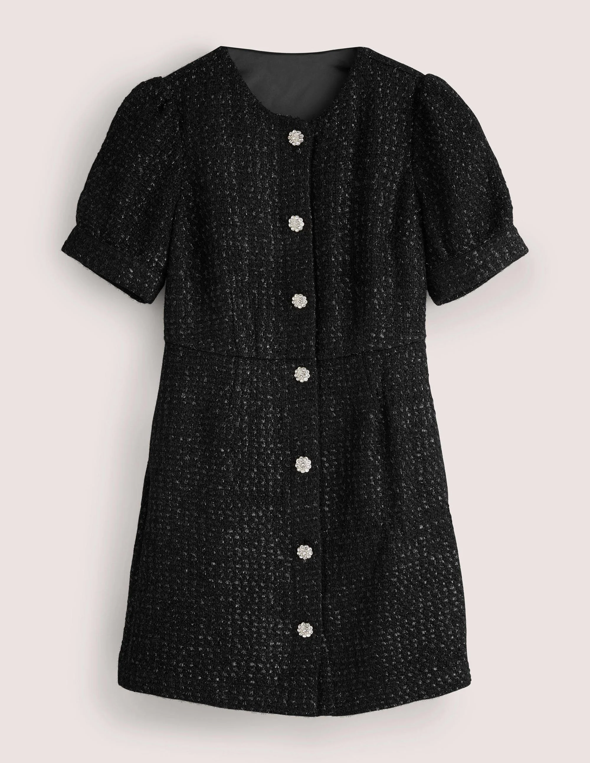 Metallic Textured Mini Dress-Black - Image 7
