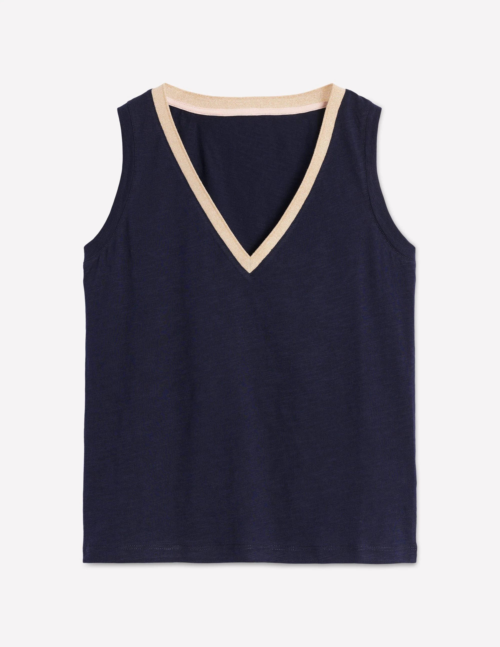 Metallic Trim V Neck Vest-Navy - Image 7