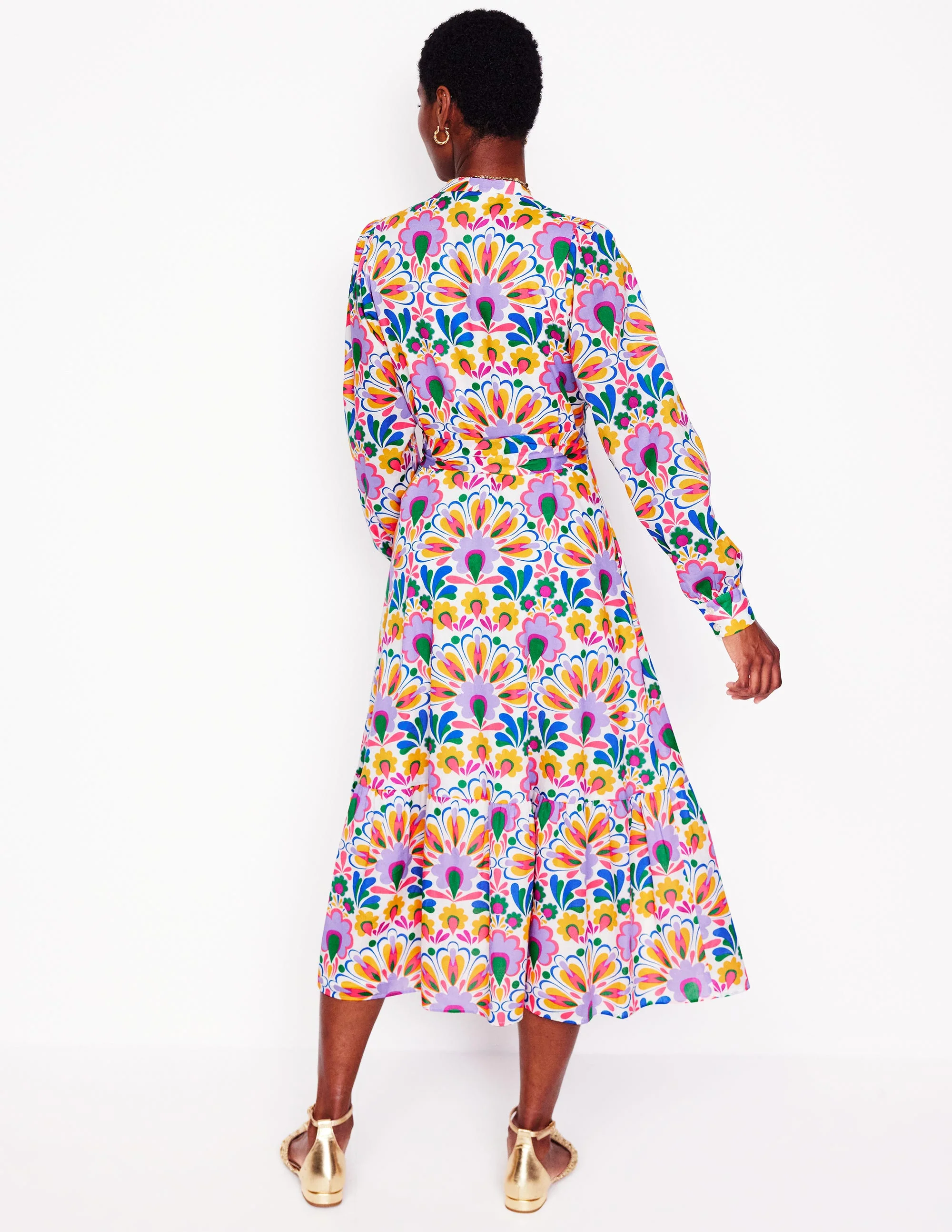 Mia Tiered Shirt Dress-Ivory,  Decorative Dandelion - Image 3