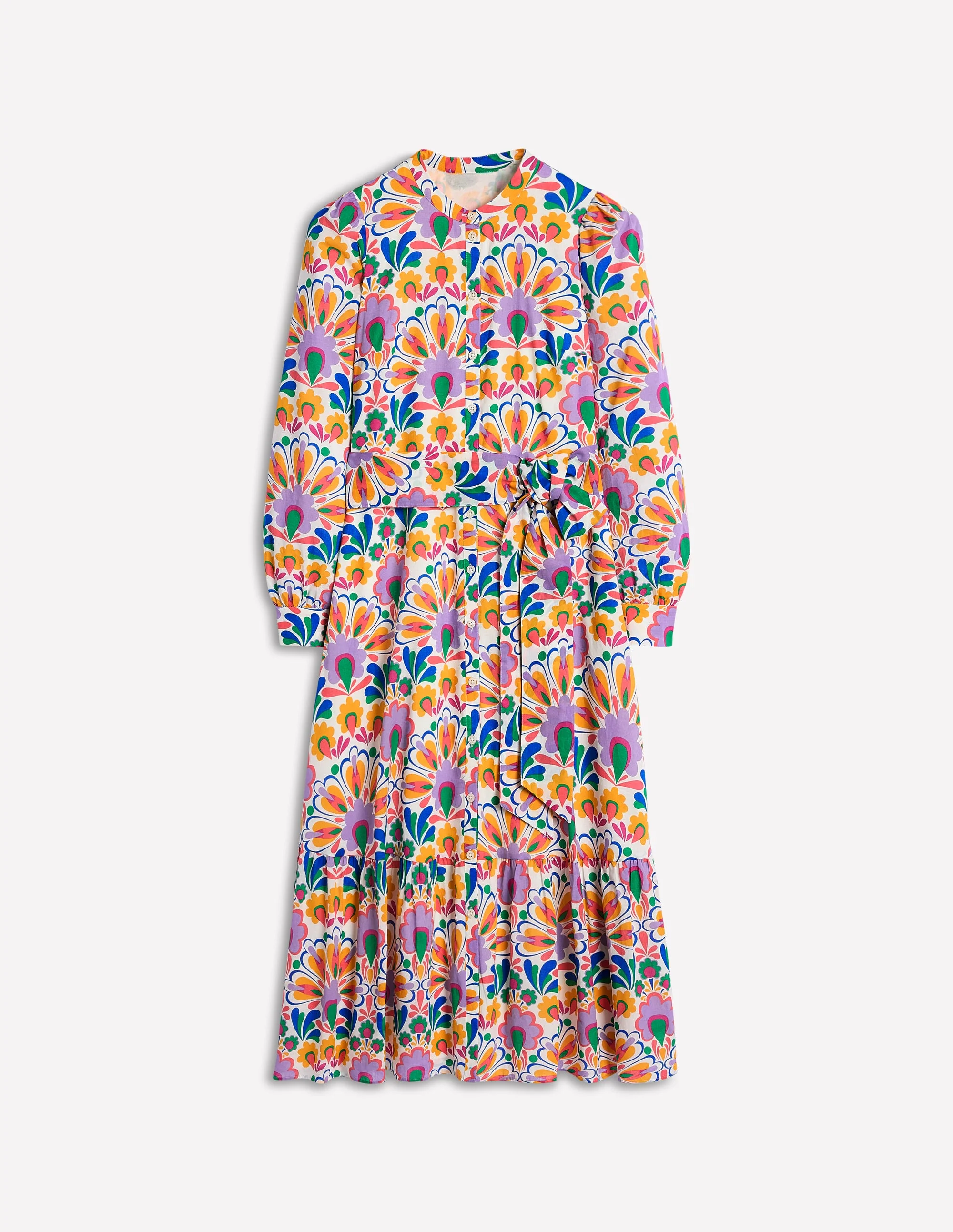 Mia Tiered Shirt Dress-Ivory,  Decorative Dandelion - Image 7