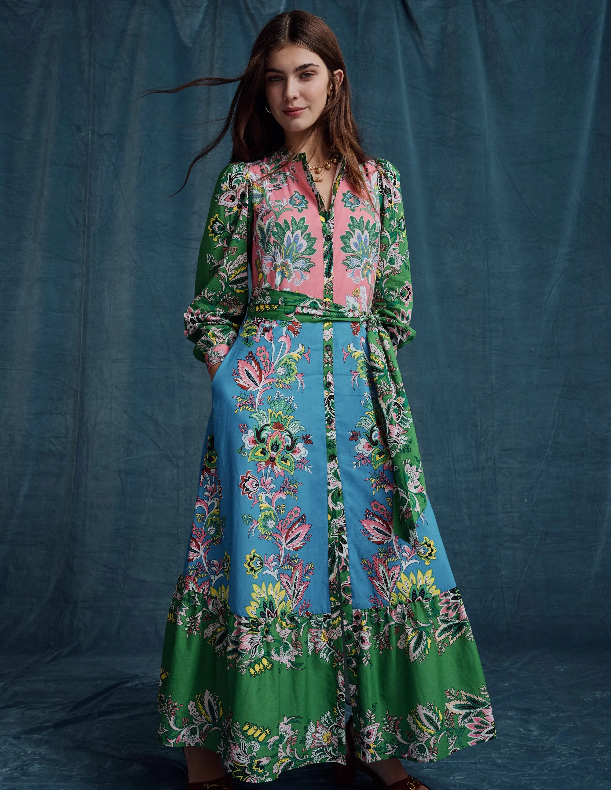Mia Tiered Shirt Dress-Multi, Botanica Terrace - Image 2