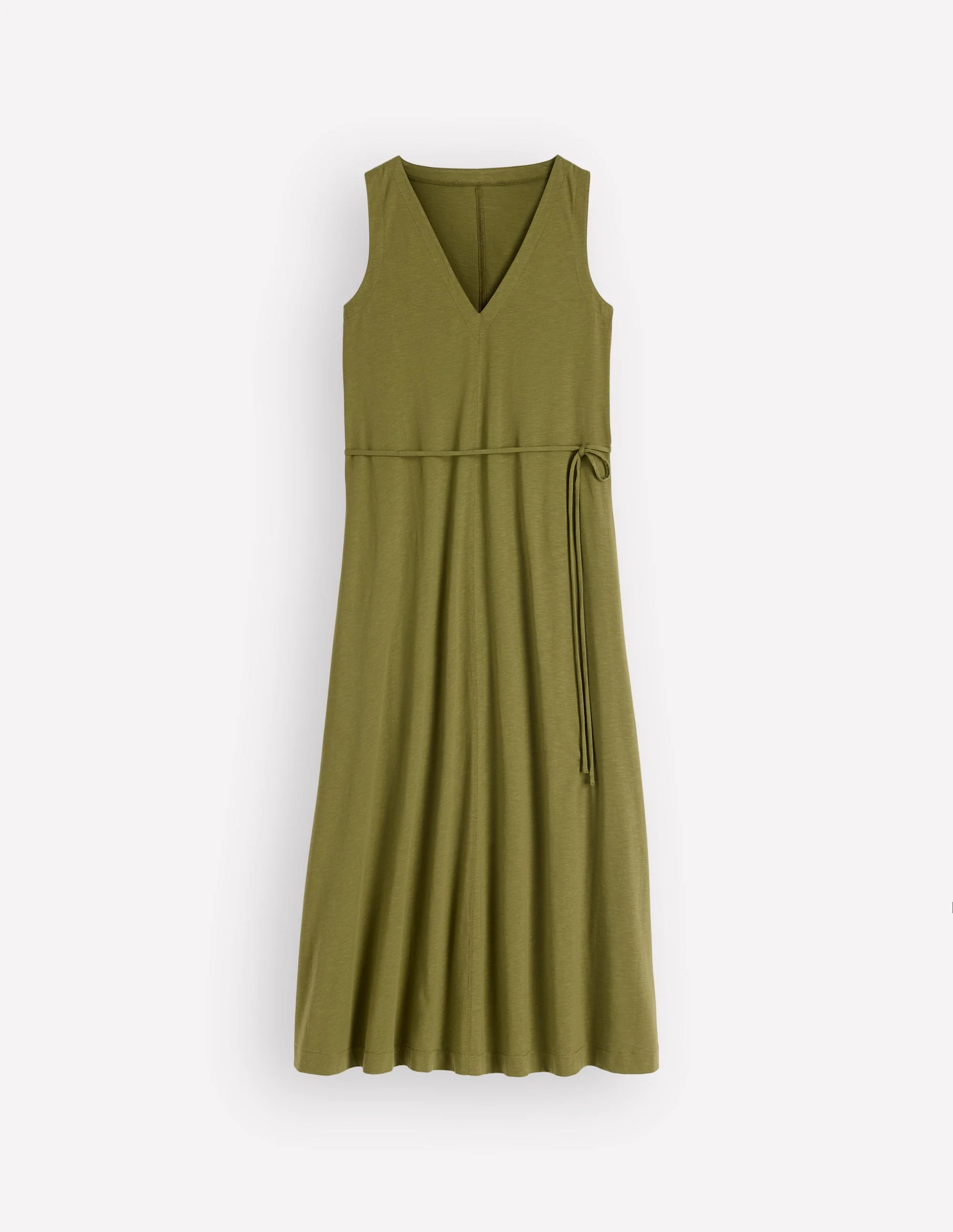 Mia V-neck Jersey Midi Dress-Olive - Image 5