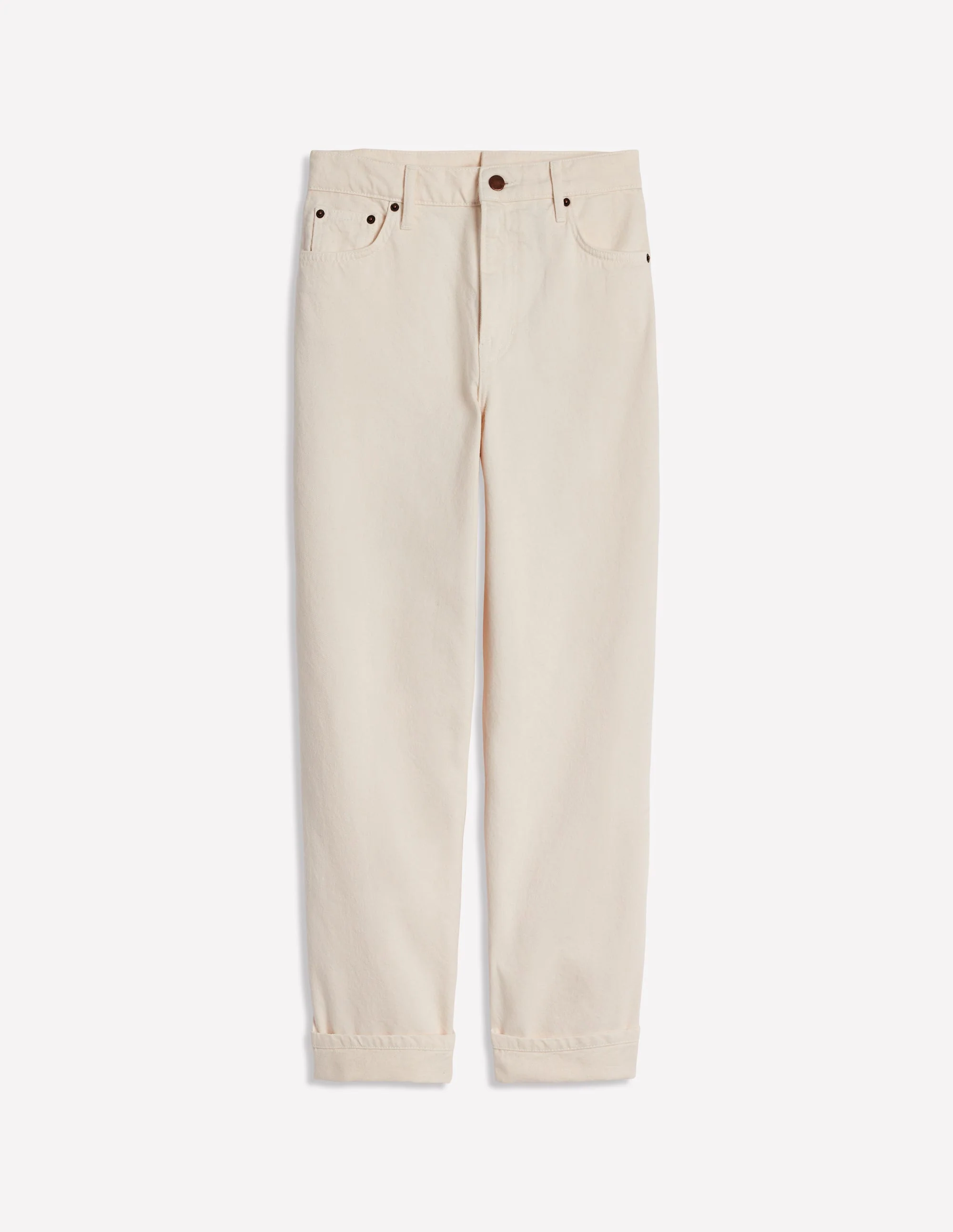 Mid Rise Relaxed Jeans-Ecru - Image 3