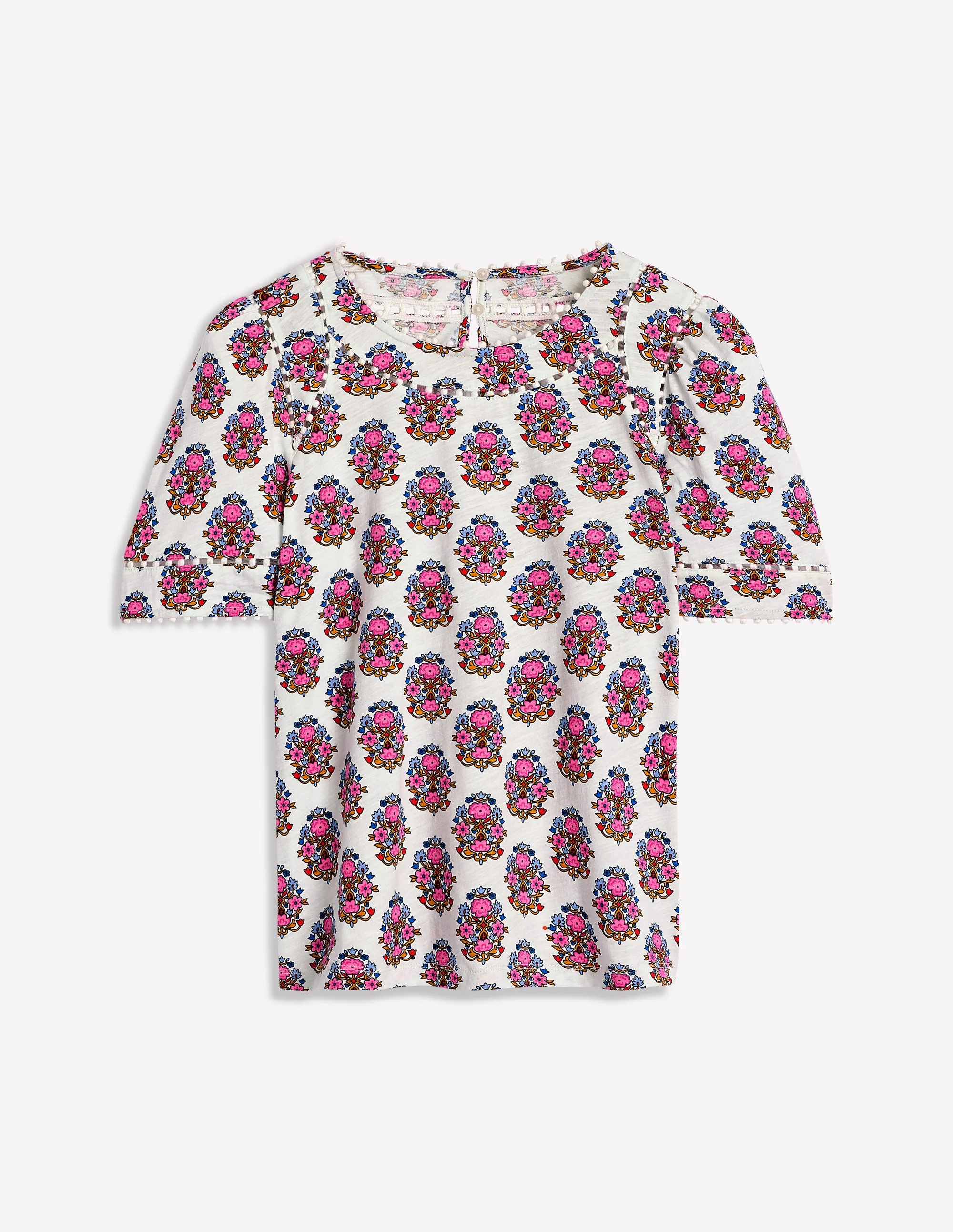 Mila Trim Detail Top-Ivory, Wildflower Stamp - Image 5