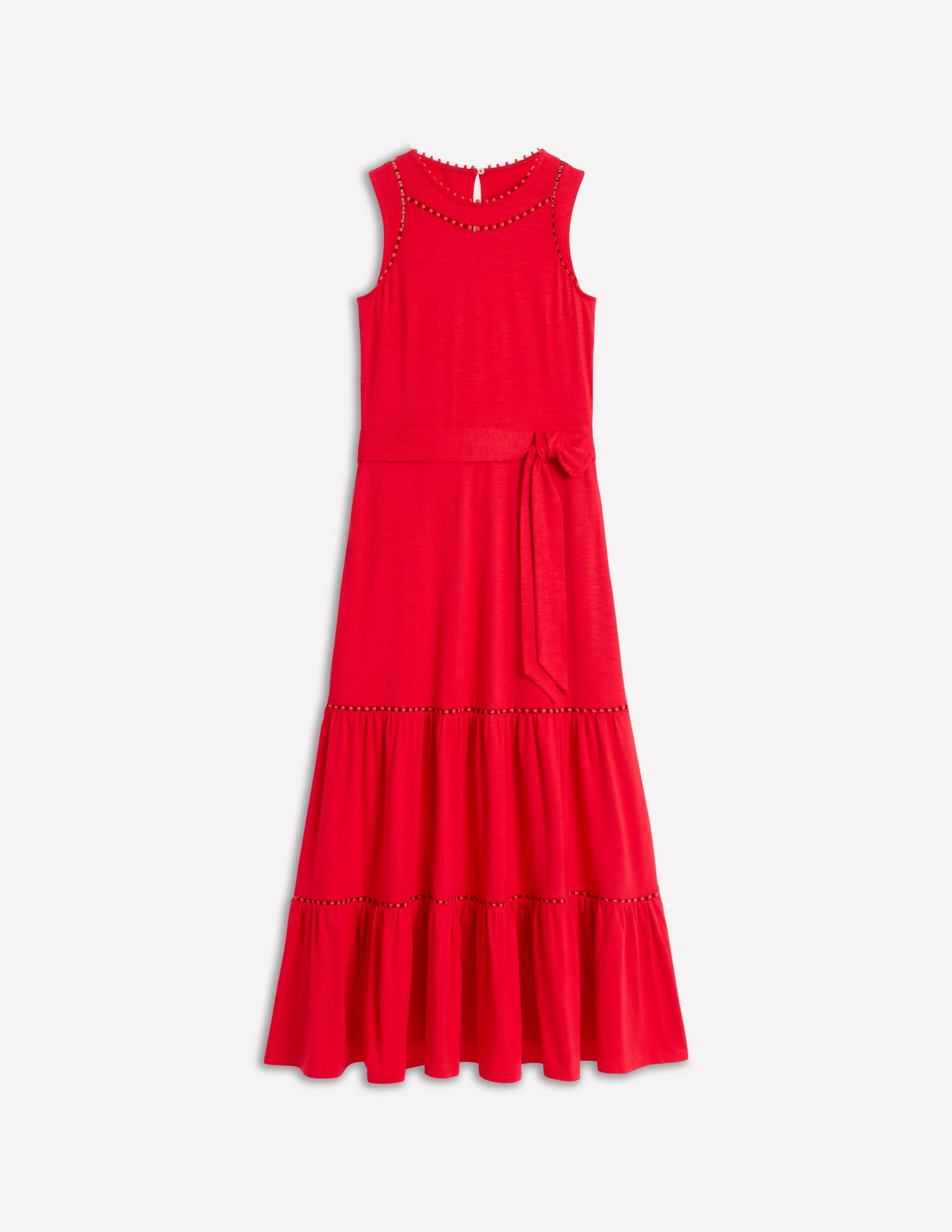 Mila Trim Tiered Jersey Dress-Poppy Red - Image 5