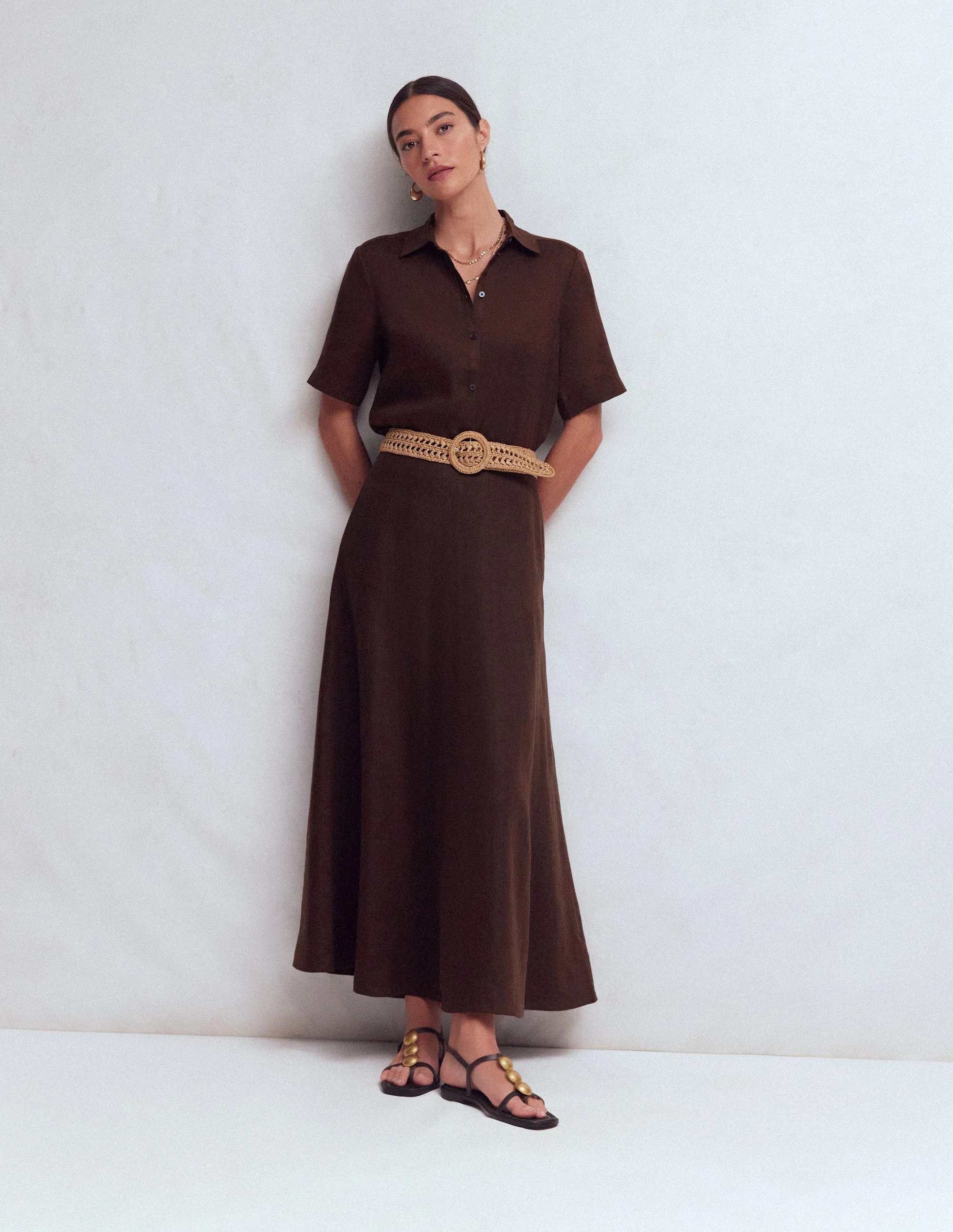 Miriam Linen Maxi Skirt-Bitter Chocolate - Image 5